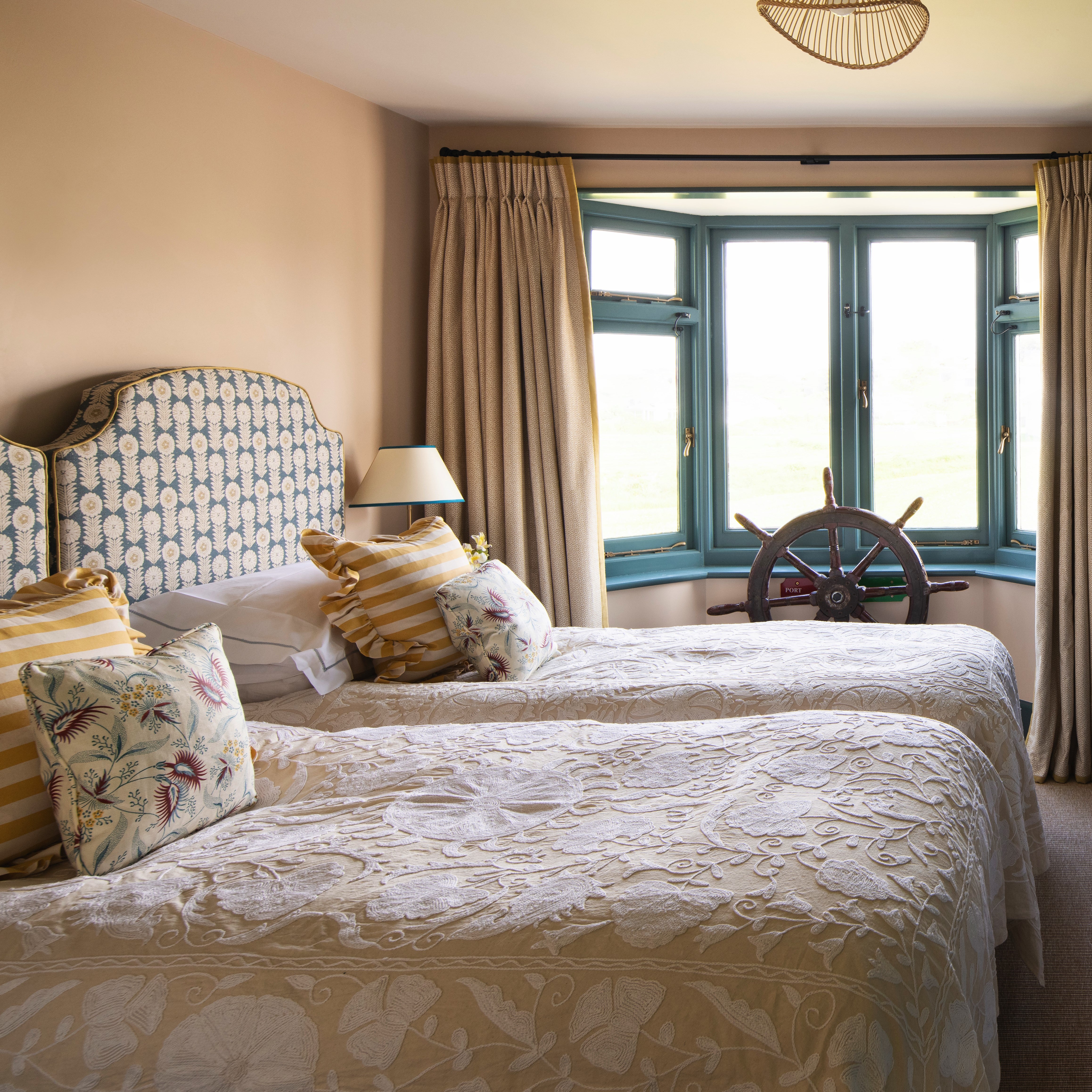 Cream Hand Embroidered Bedspread / throw / tablecloth