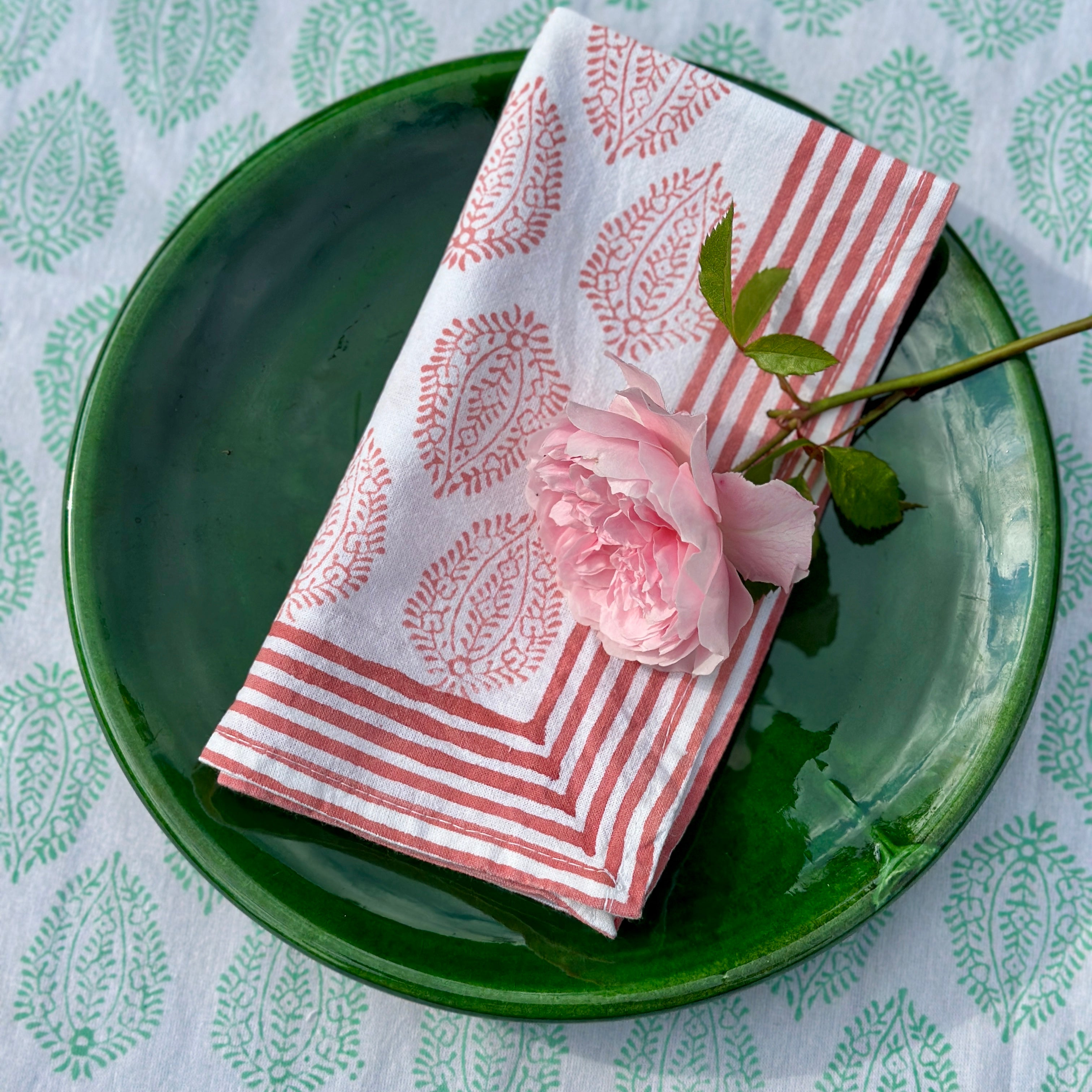 Pink Leaf Napkin - Set of 4