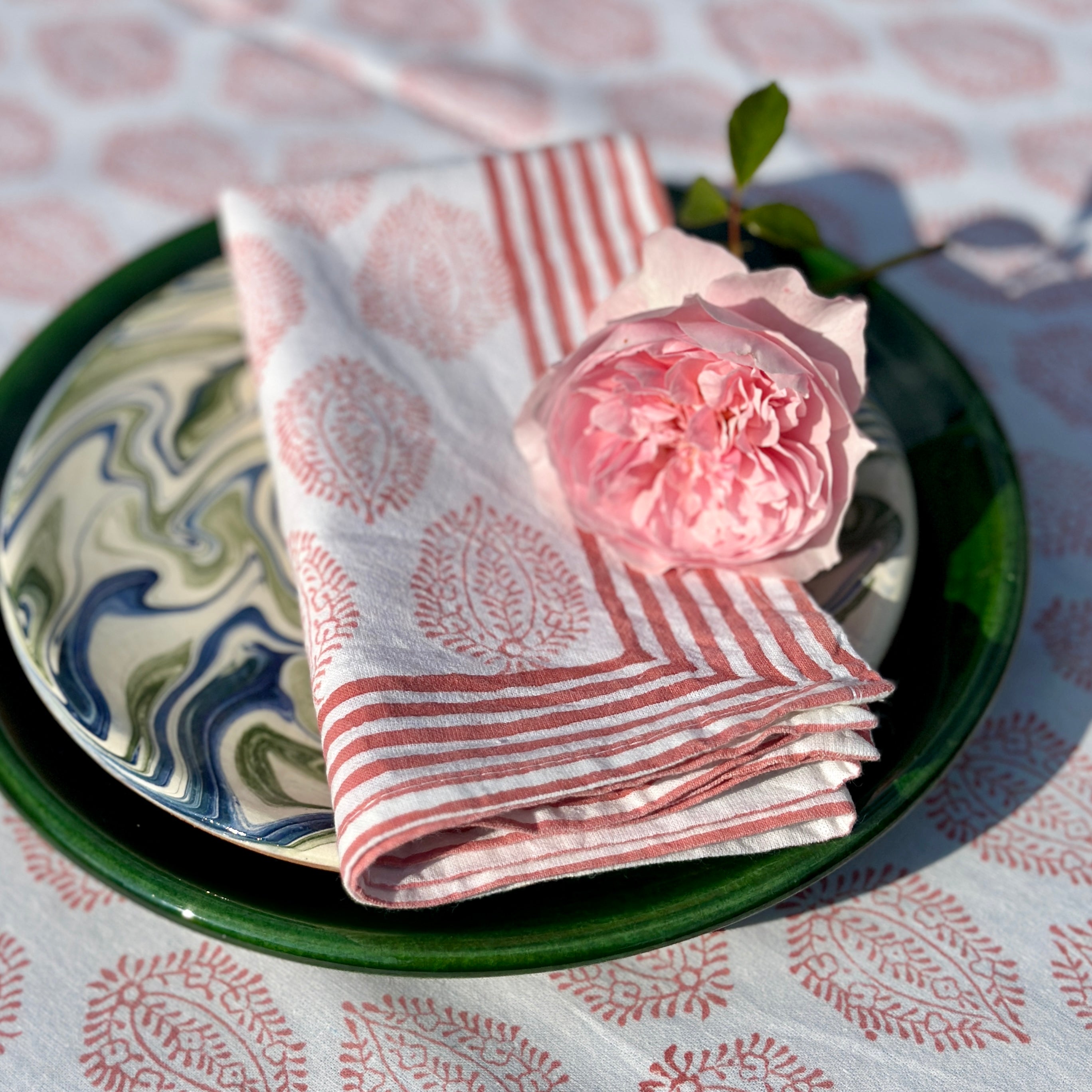 Pink Leaf Napkin - Set of 4