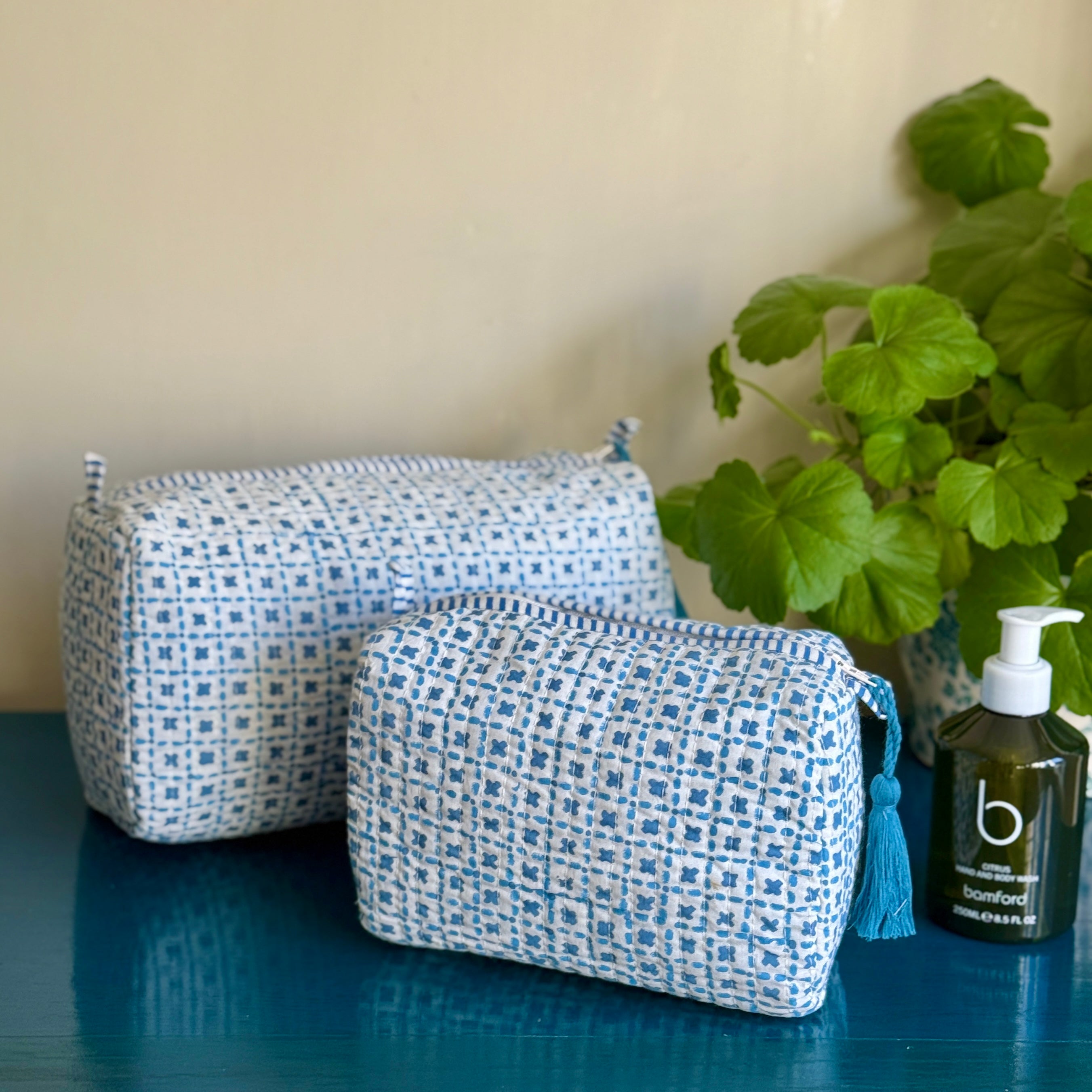 Blue Criss Cross Wash Bag