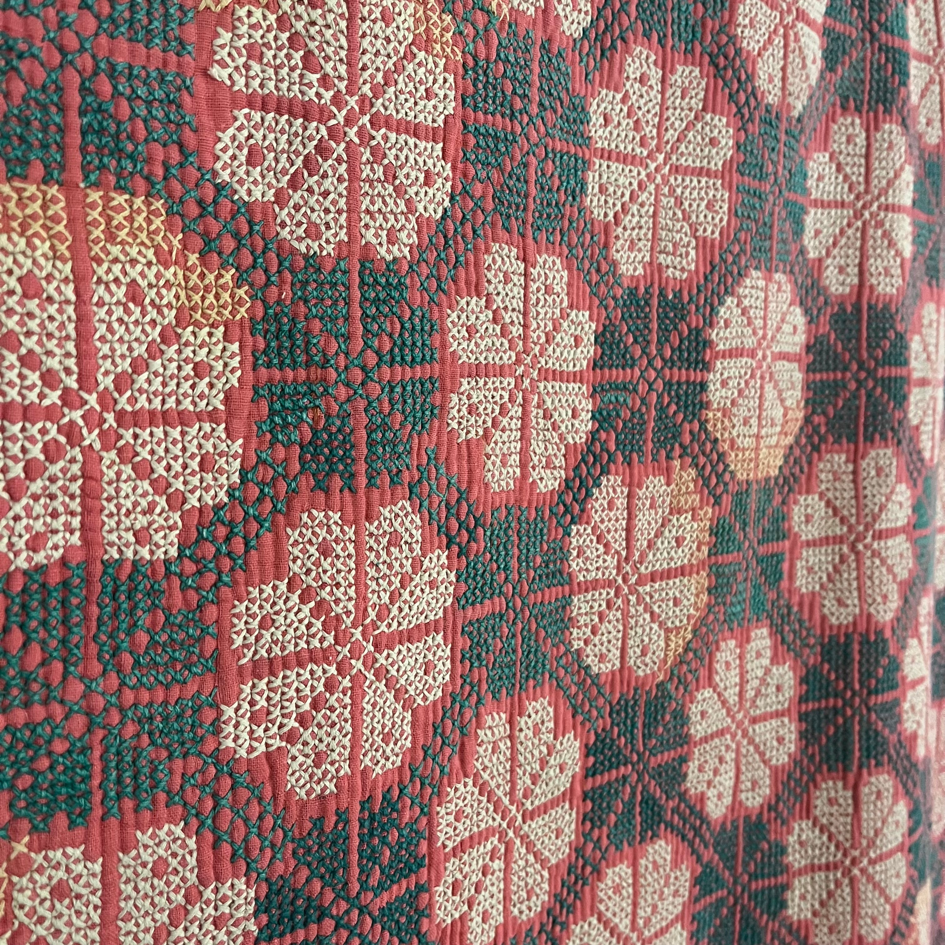 FRINGED CROSS STITCH THROW
