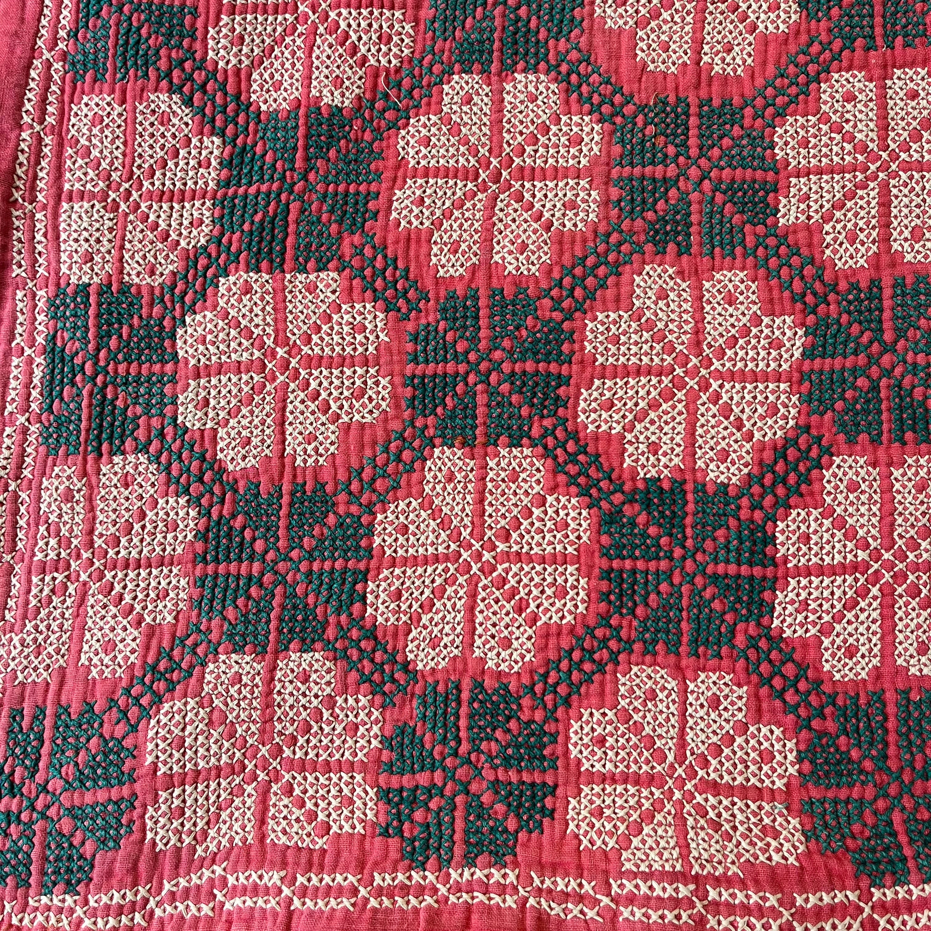 FRINGED CROSS STITCH THROW