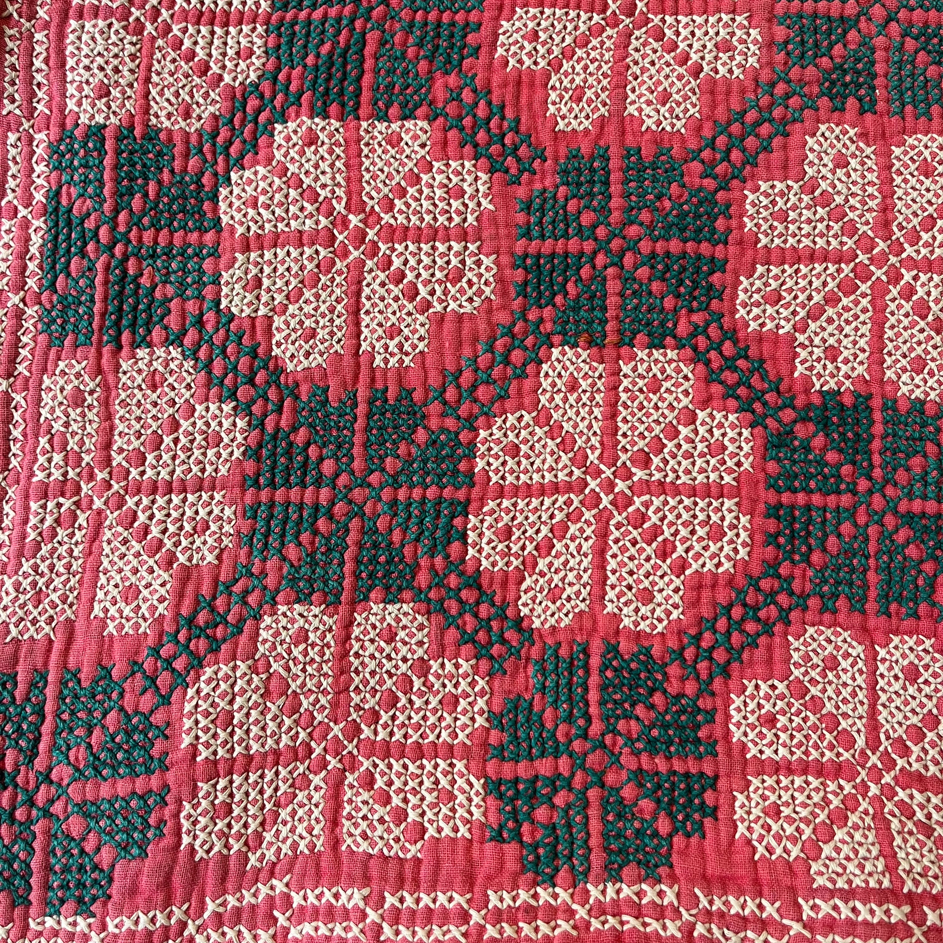 FRINGED CROSS STITCH THROW