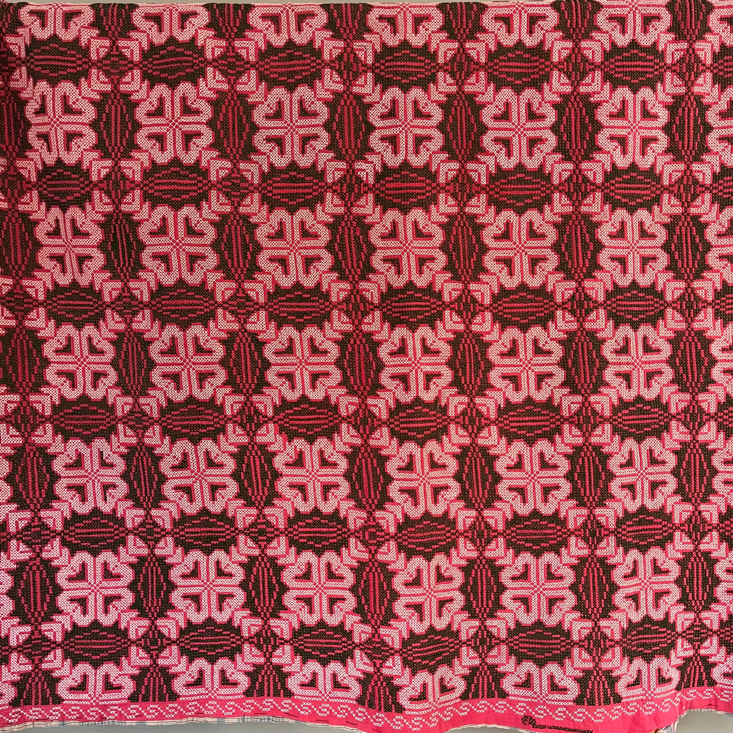 FRINGED CROSS STITCH THROW