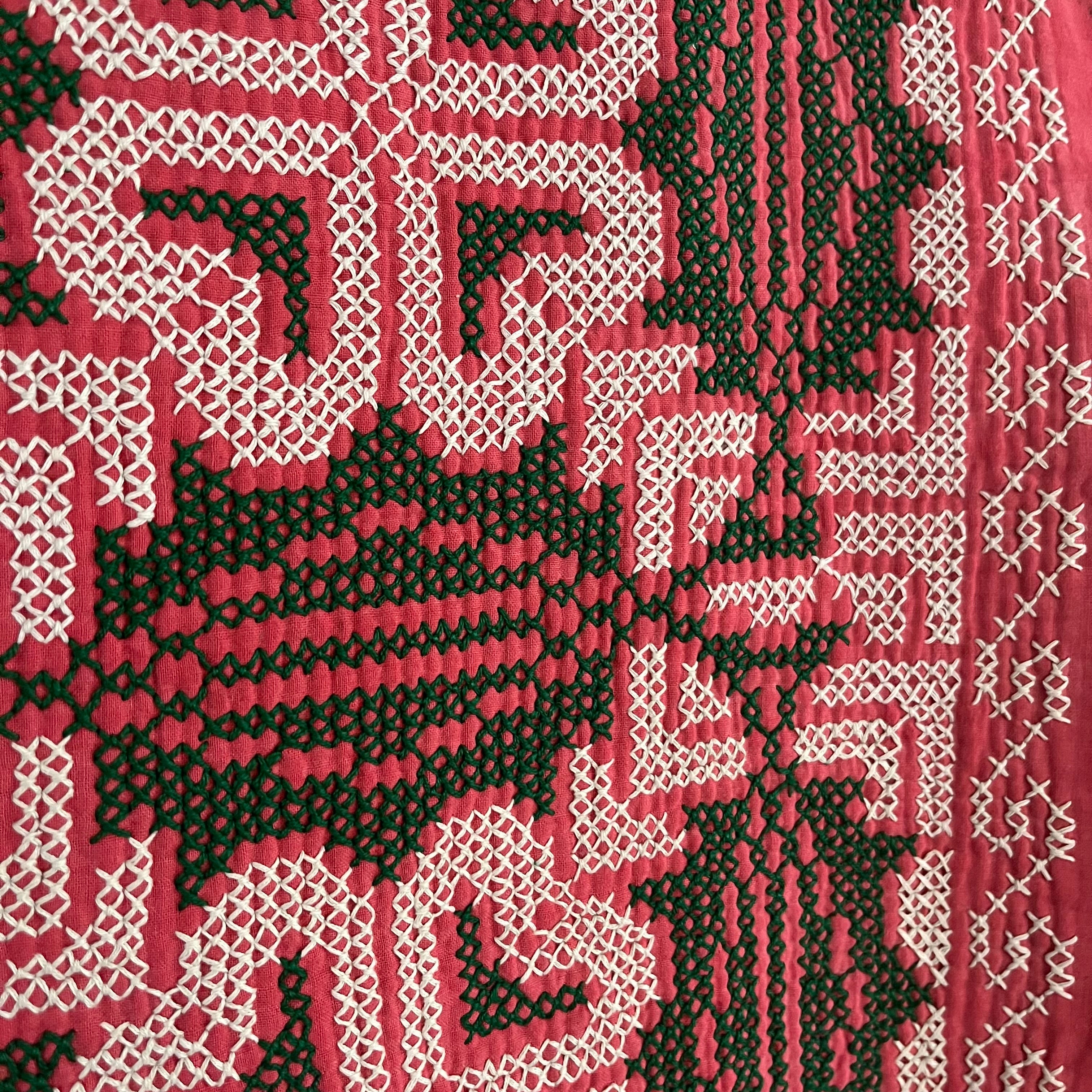 FRINGED CROSS STITCH THROW
