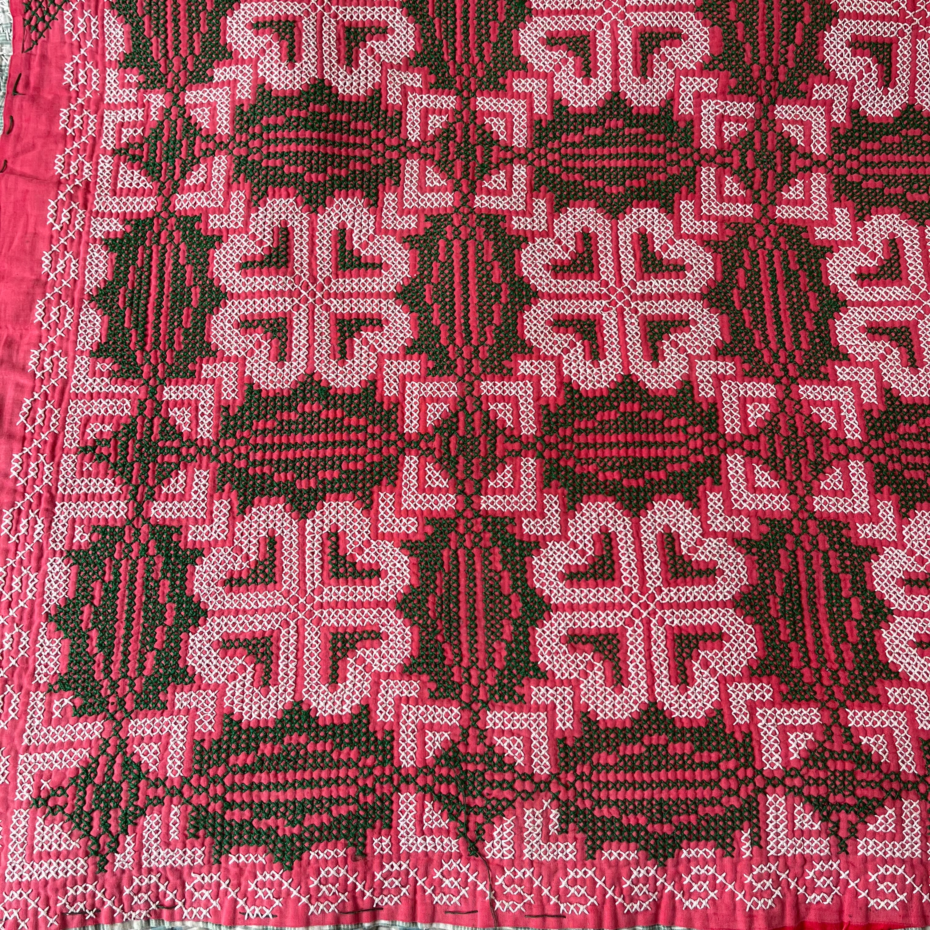 FRINGED CROSS STITCH THROW