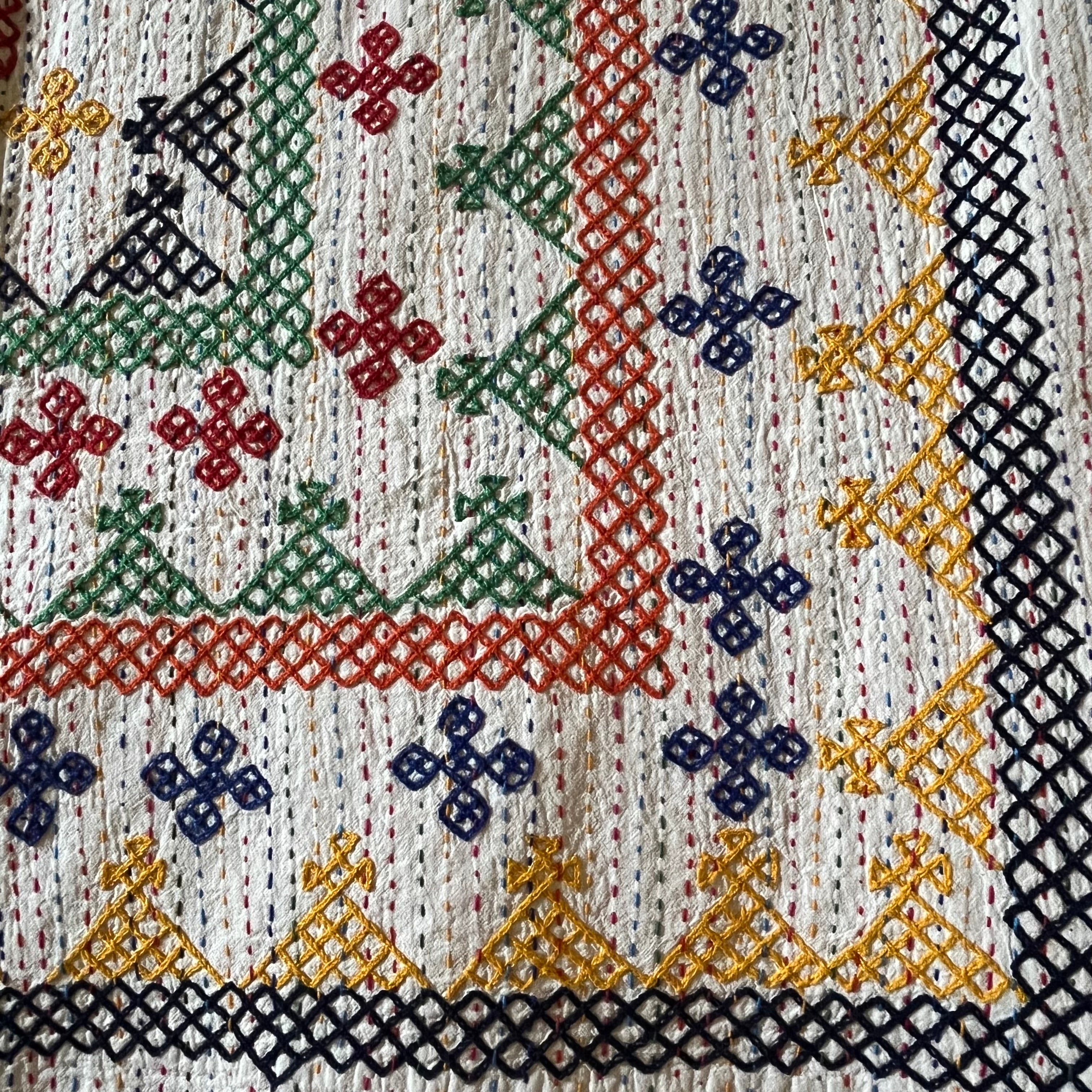 LARGE KANTHA BEDSPREAD - NAVY, YELLOW, BLUE, ORANGE, GREEN, RED