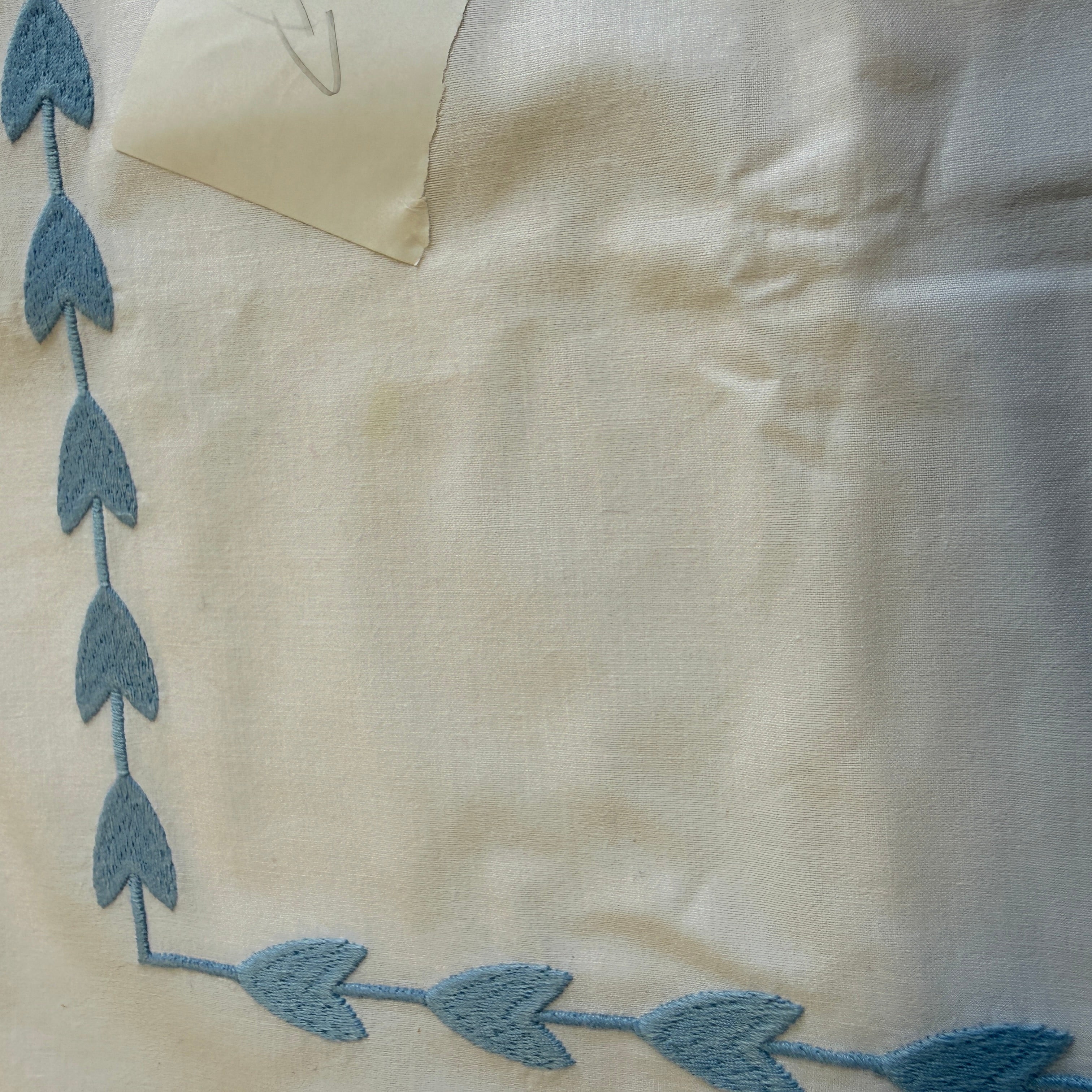 Second - Blue Leaf Embroidered Pillowcase, Square