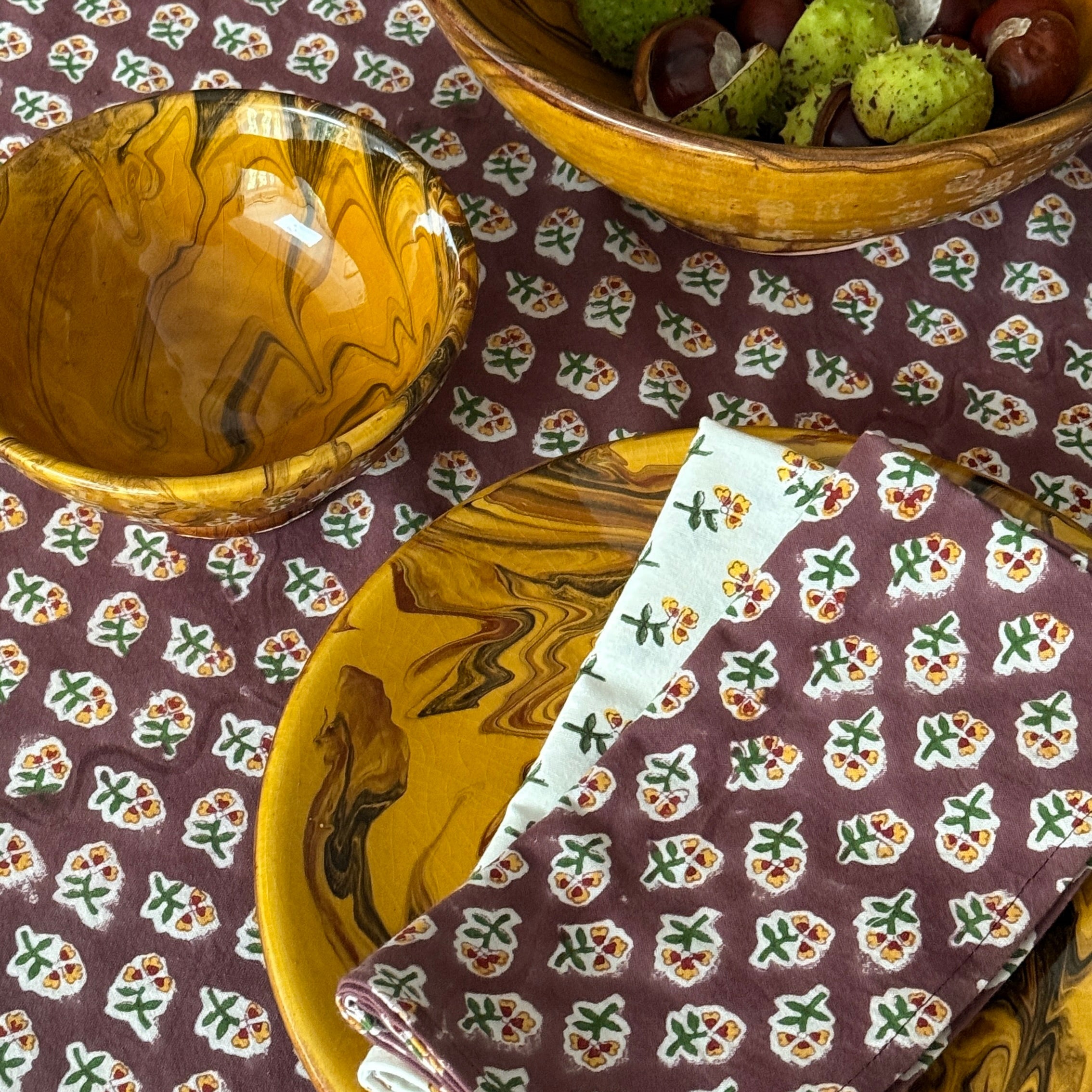 Chocolate Ditsy Napkin - Set of 4