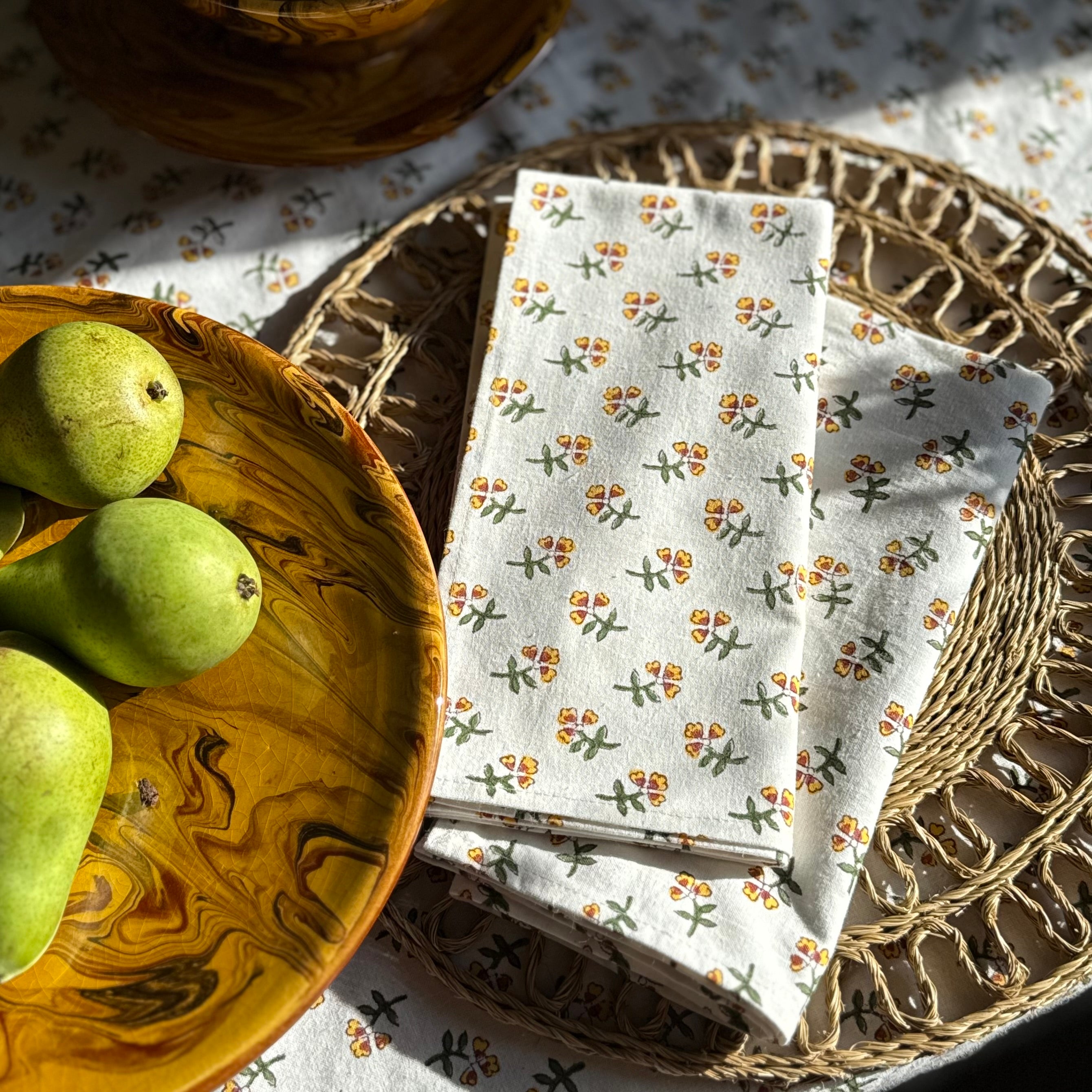 Yellow Ditsy Napkins - Set of 4