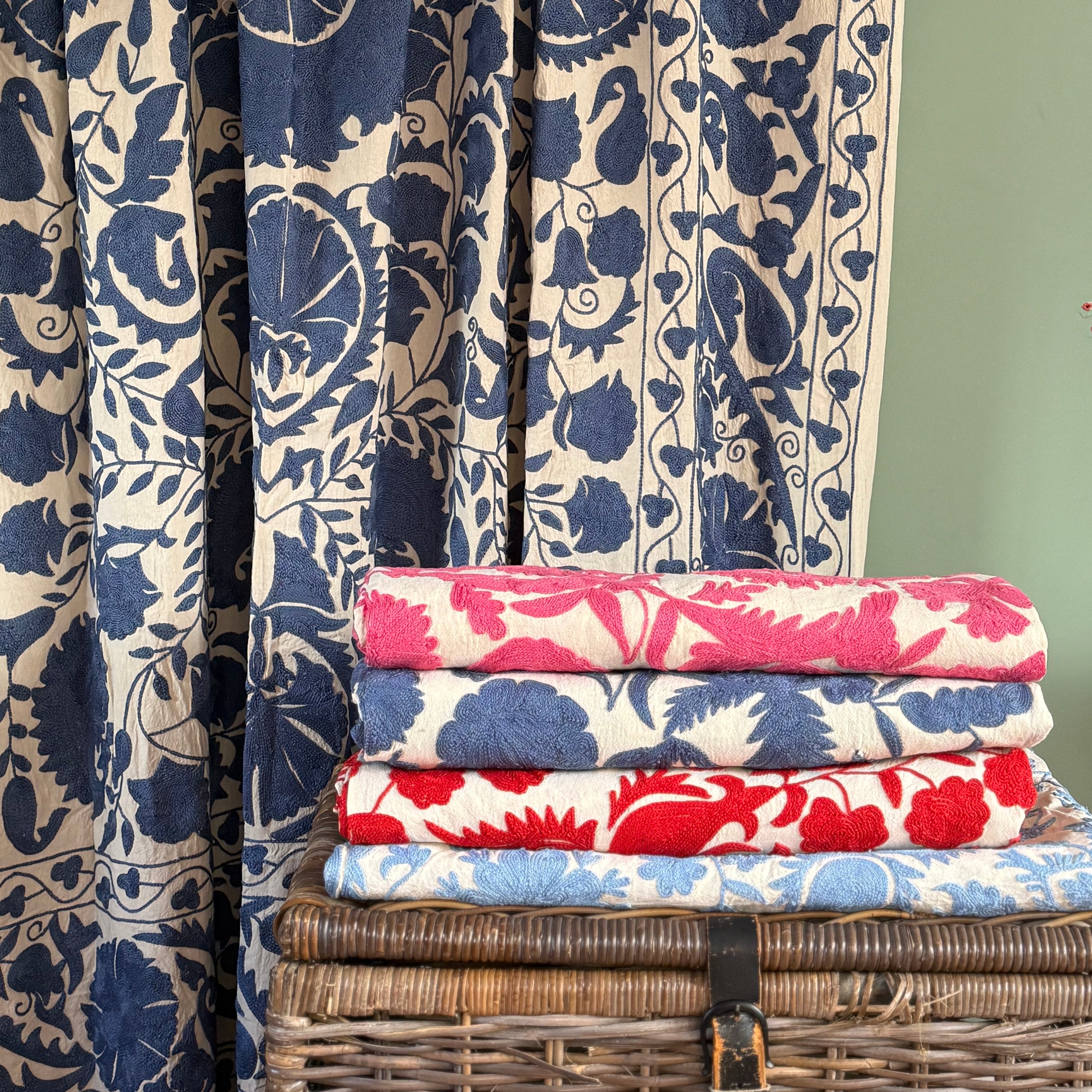 Coloured Crewel Embroidered Bedspread