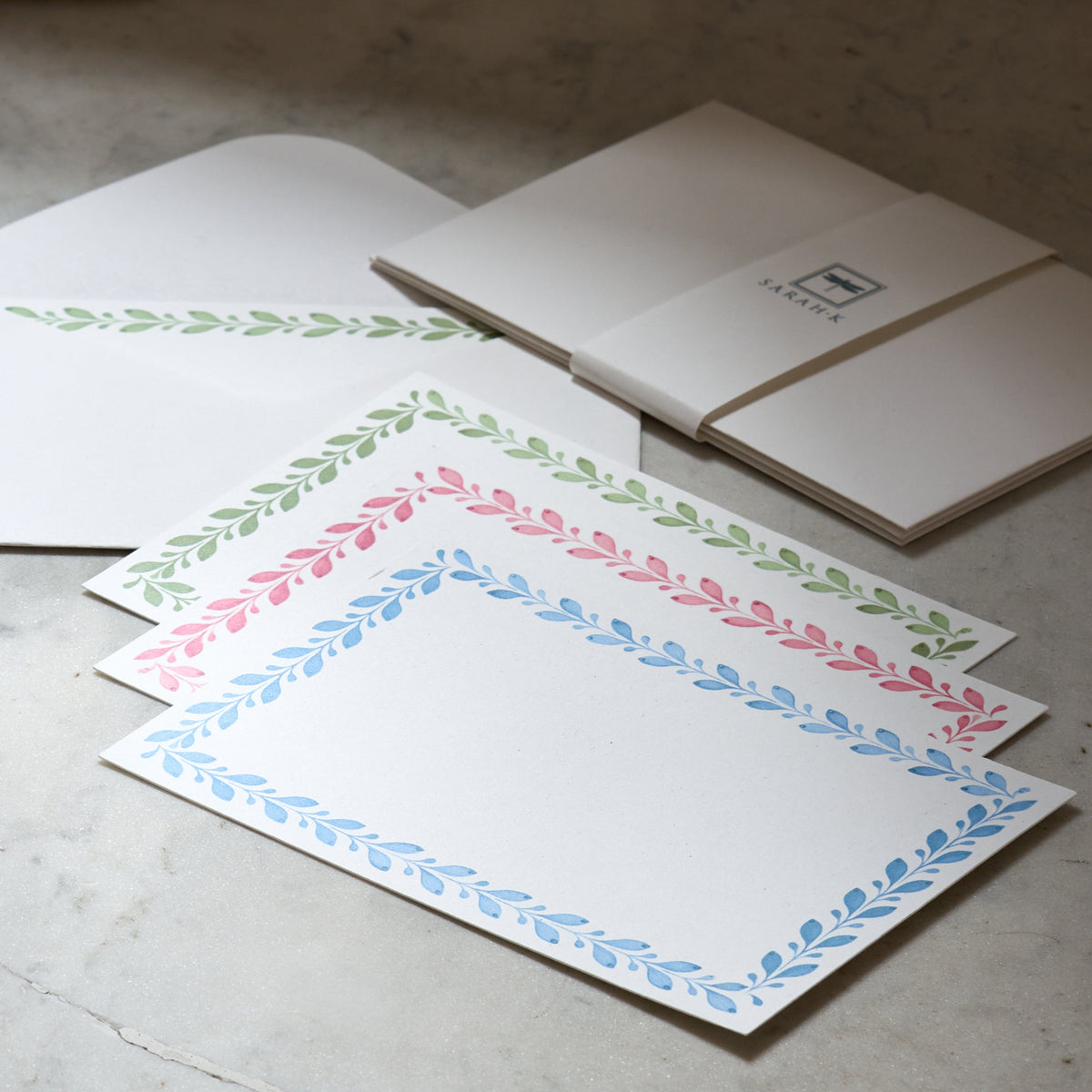 Leaf Print Notecards & Envelopes, Set Of 6