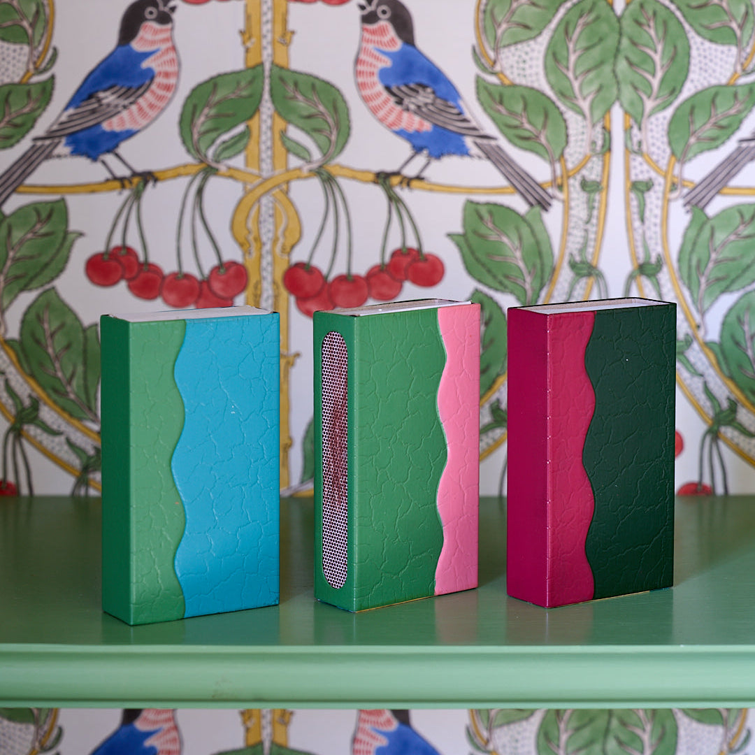 Toleware Matchbox Cover  - Sky Blue & Piquant Green