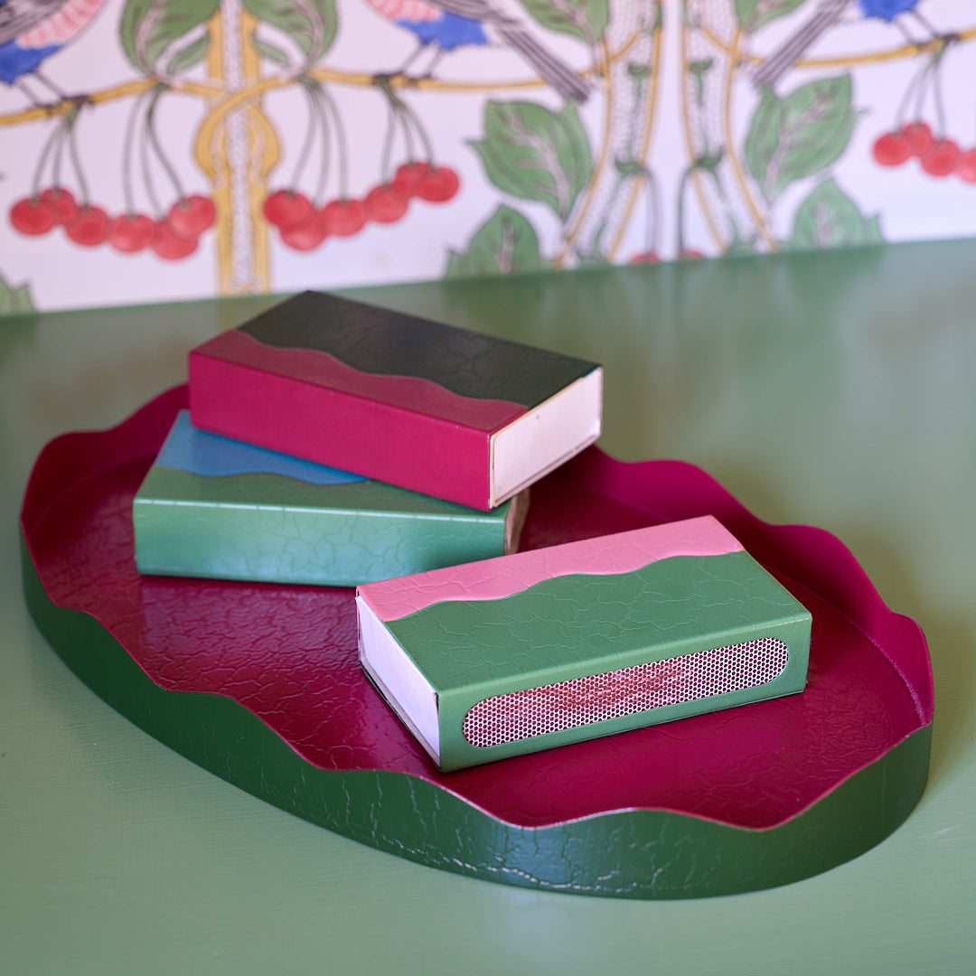 Toleware Matchbox Cover  - Piquant Green & Pink