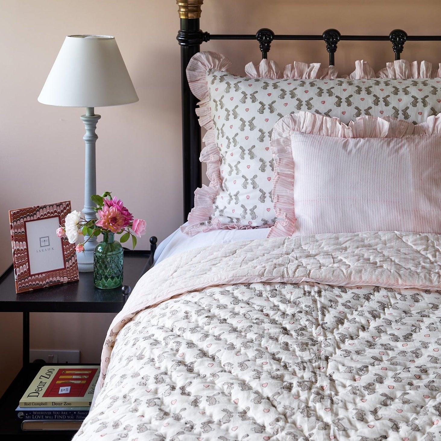 Pink Bunny Ruffle Duvet Cover