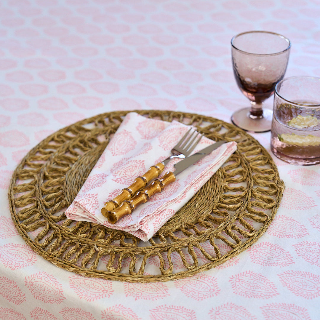 Pink Leaf Napkin - Set of 4