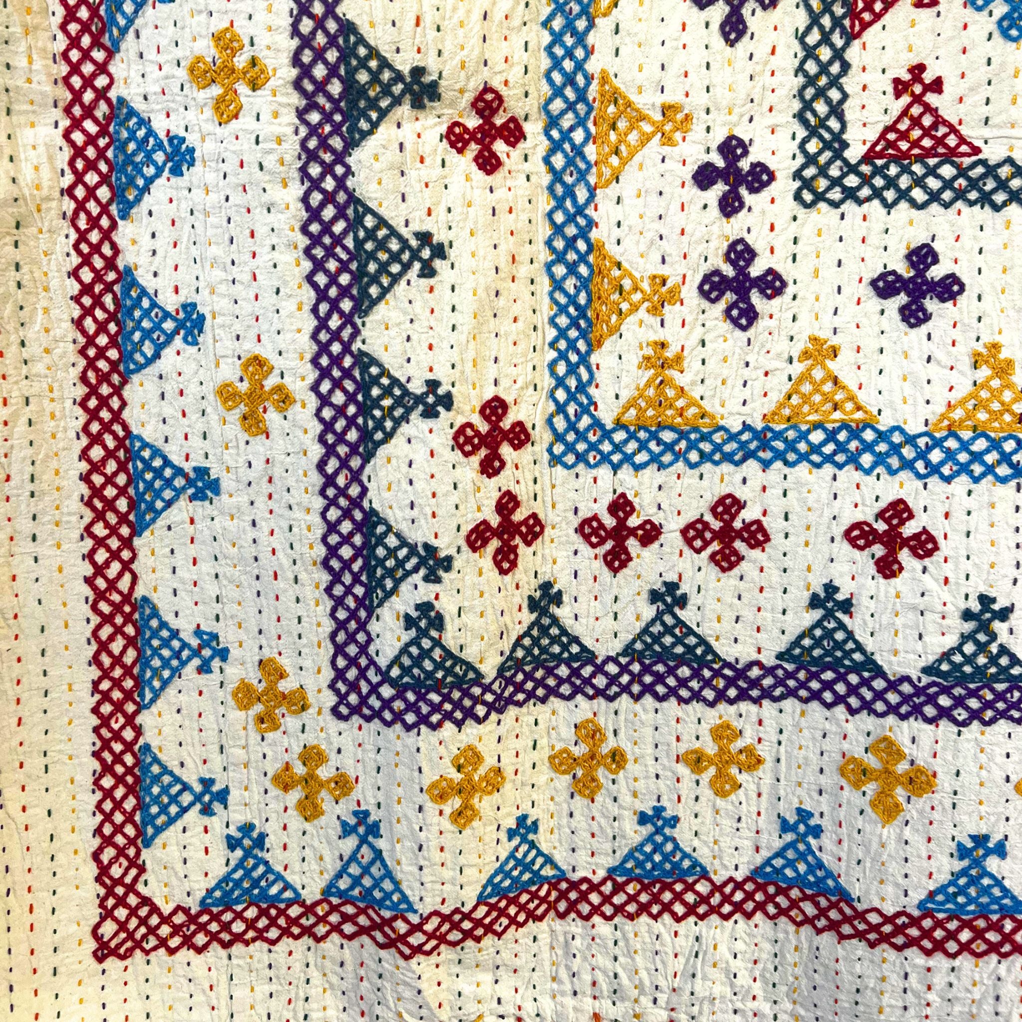 SINGLE KANTHA  - RED, BLUE, YELLOW, PURPLE, TEAL