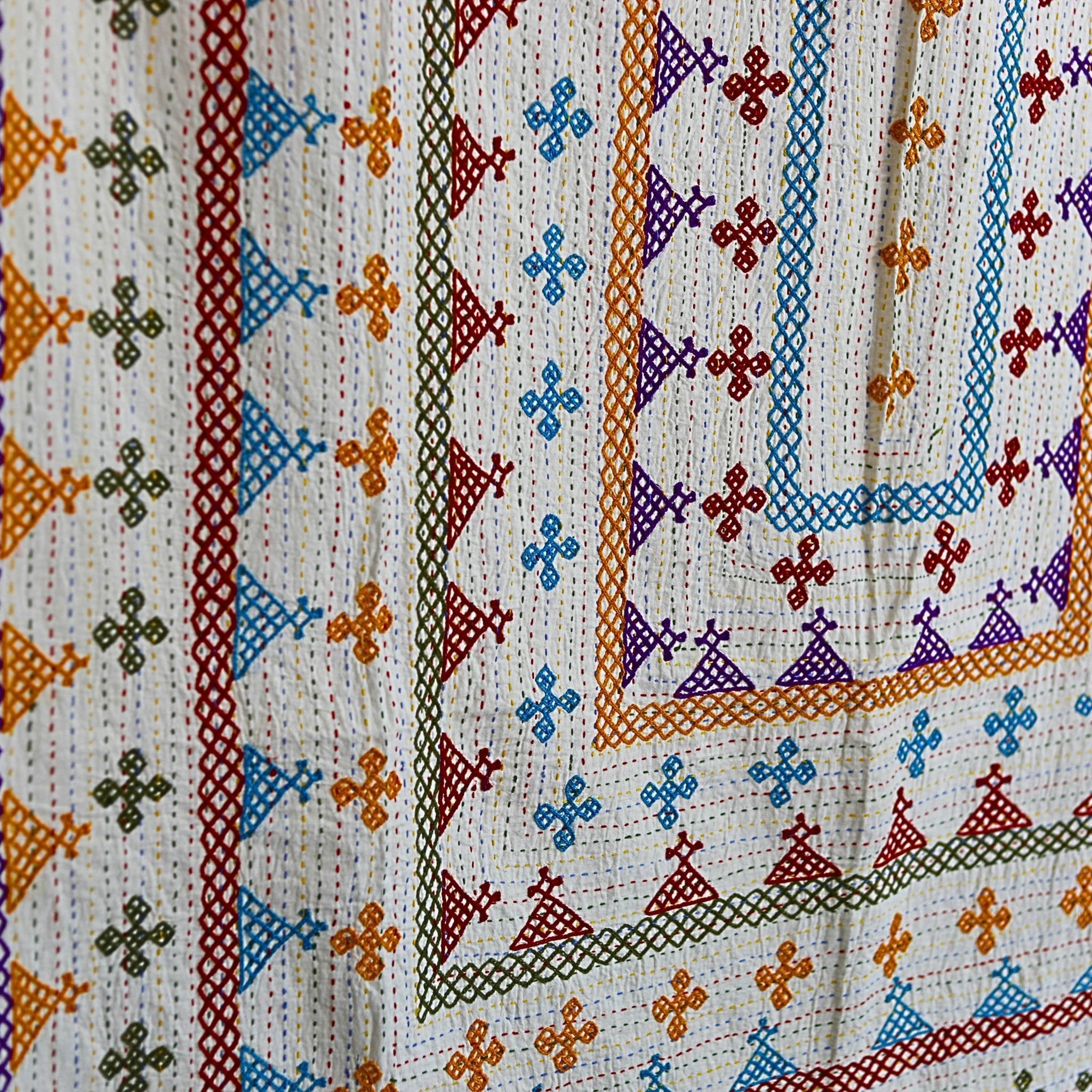 SINGLE KANTHA  - Teal, Red, Olive, Yellow, Purple