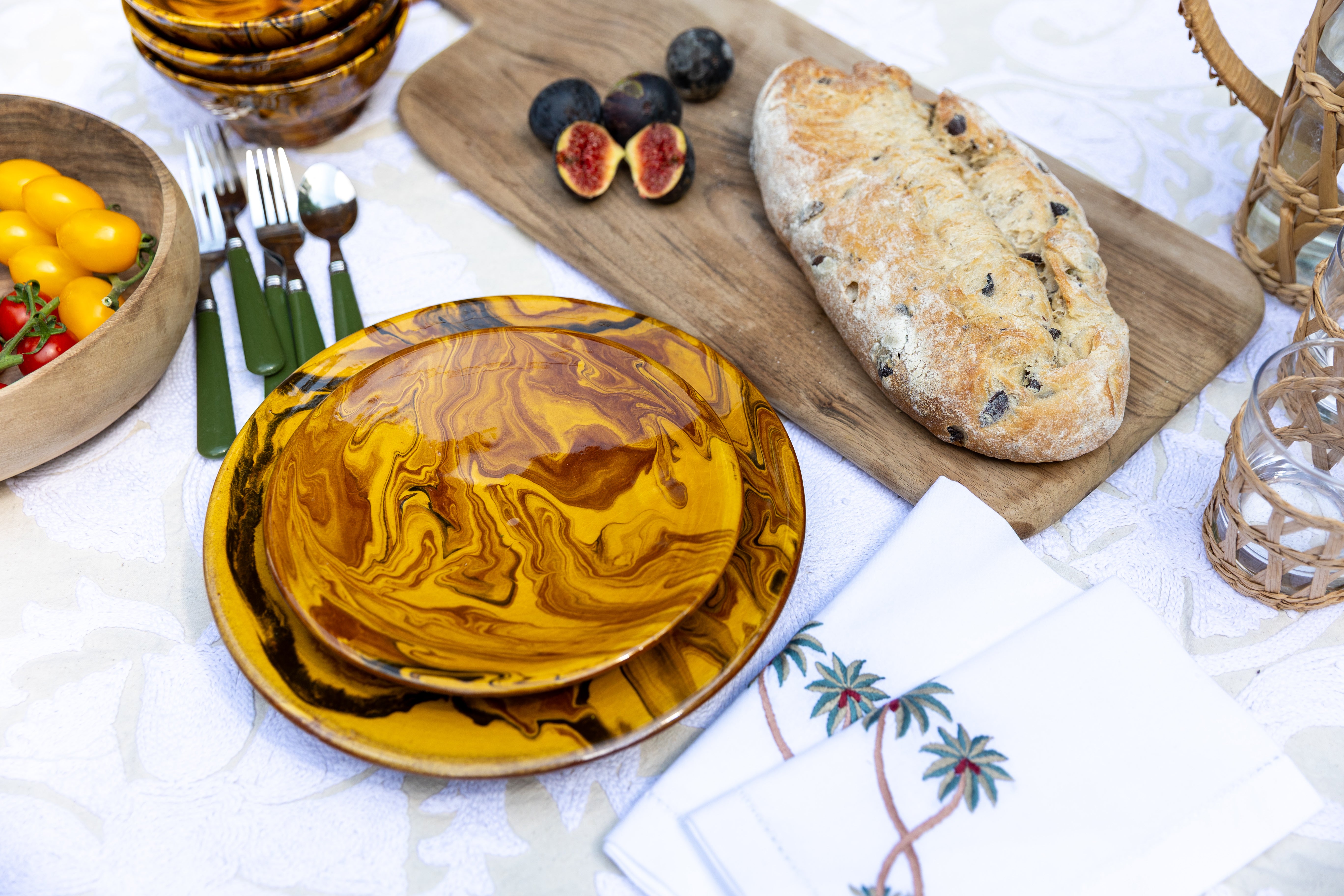 Large Honey Marbled Plate