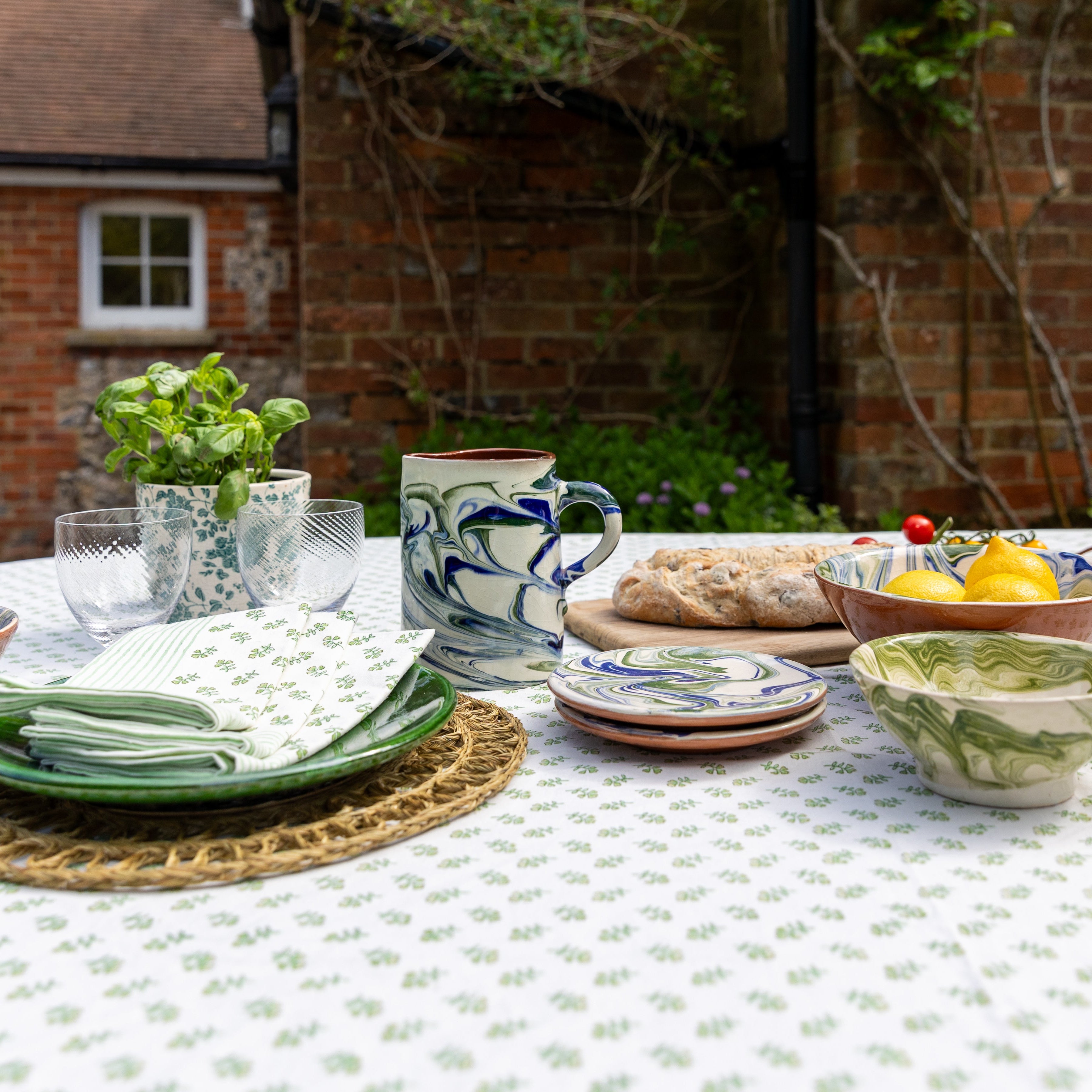 Green Ditsy Tablecloth