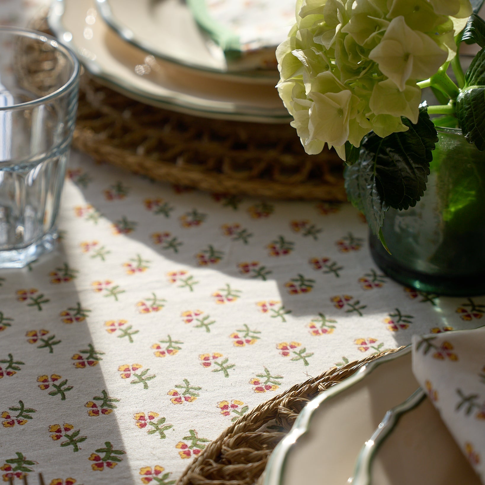 Yellow Ditsy Ruffle Tablecloth