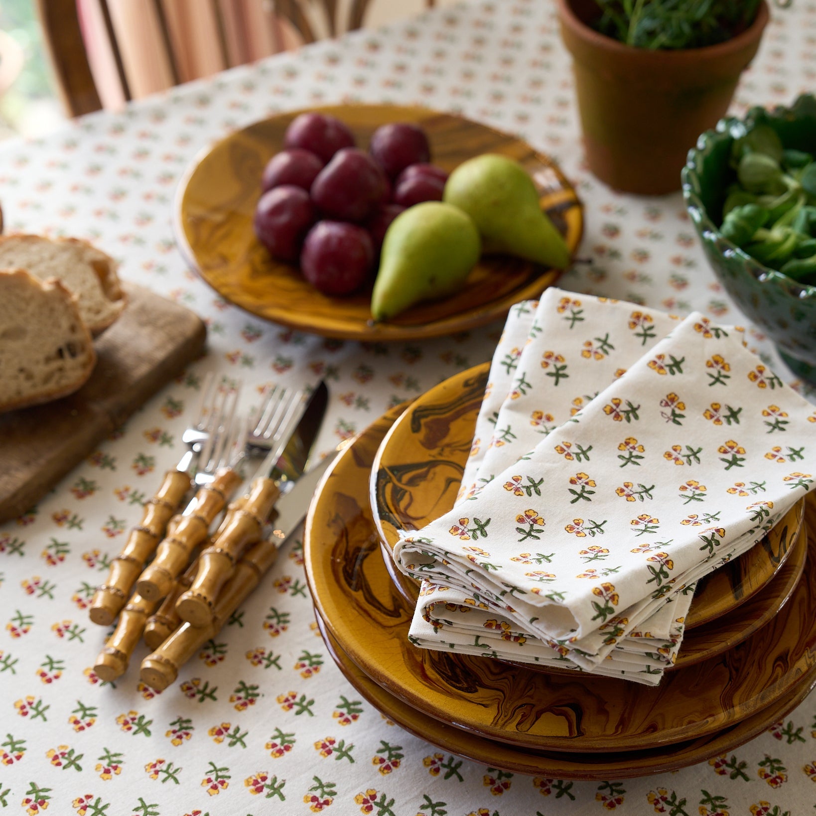 Yellow Ditsy Napkins - Set of 4