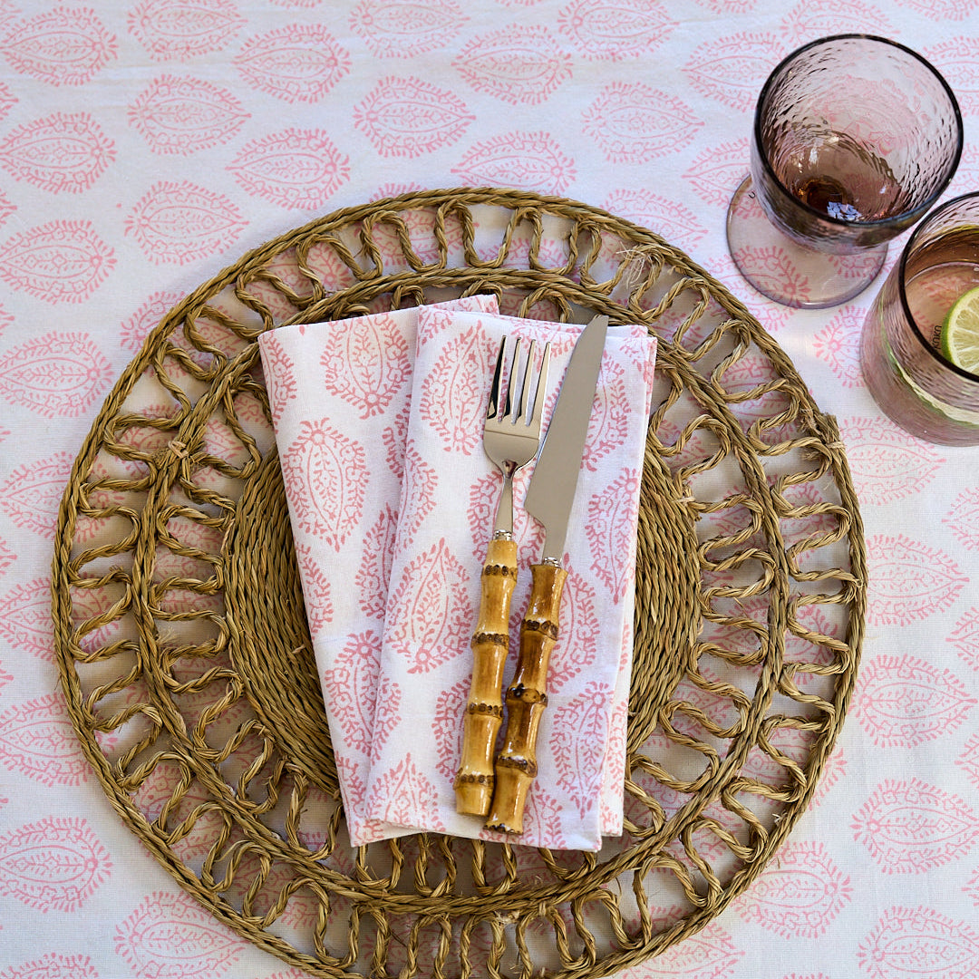 Pink Leaf Tablecloth