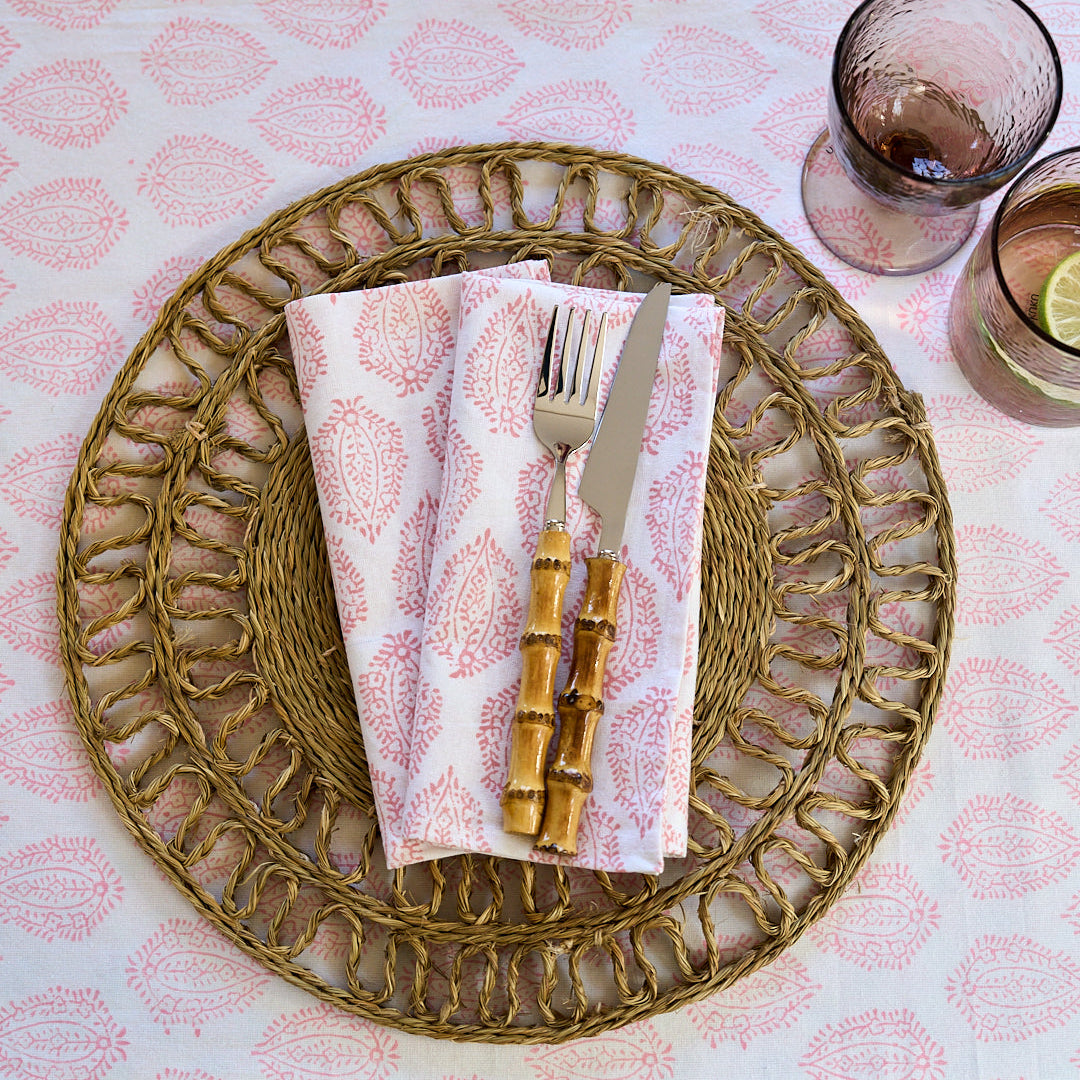 Pink Leaf Napkin - Set of 4