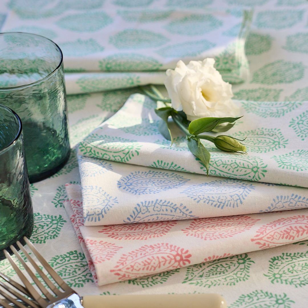 Blue Leaf Napkin - Set of 4