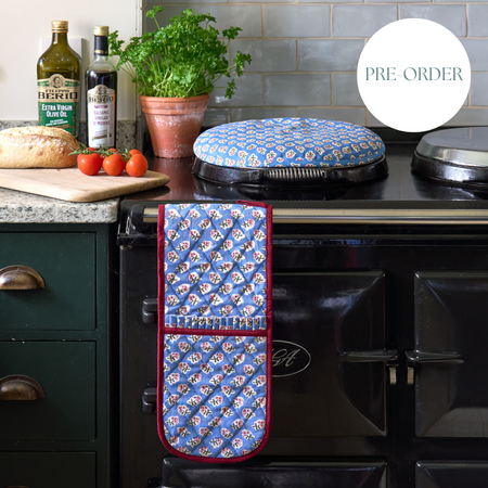 Azure Blue Ditsy Oven Gloves