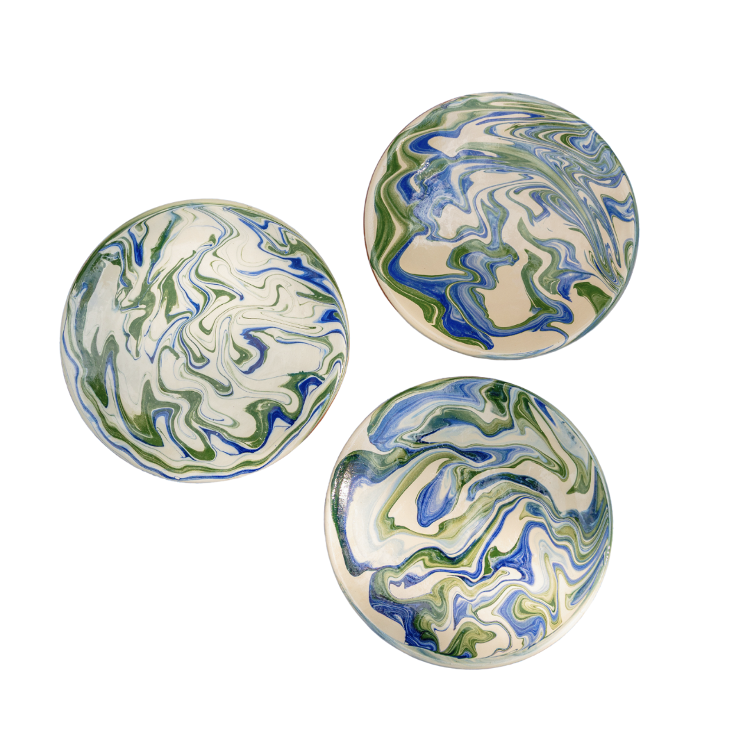 Medium Blue and Green Marbled Plate