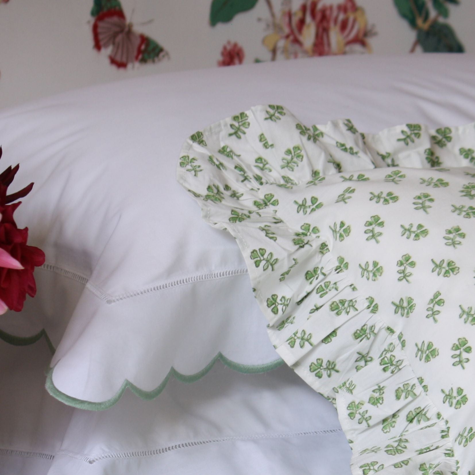 Green Ditsy Pillowcase