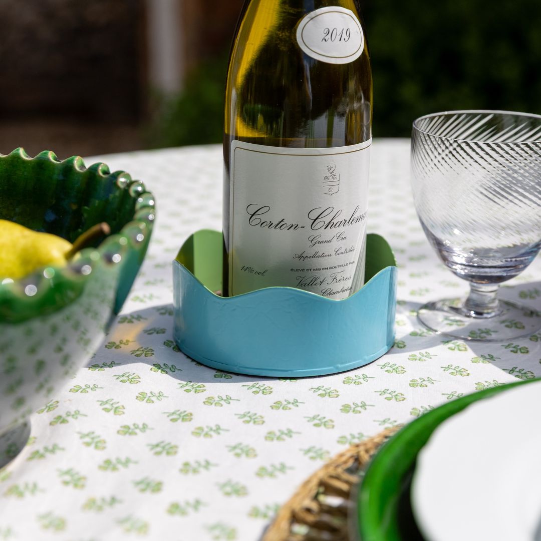 Toleware Wine Coaster - Sky Blue & Light Green