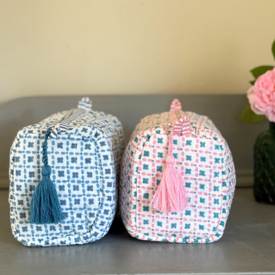 Blue Criss Cross Wash Bag