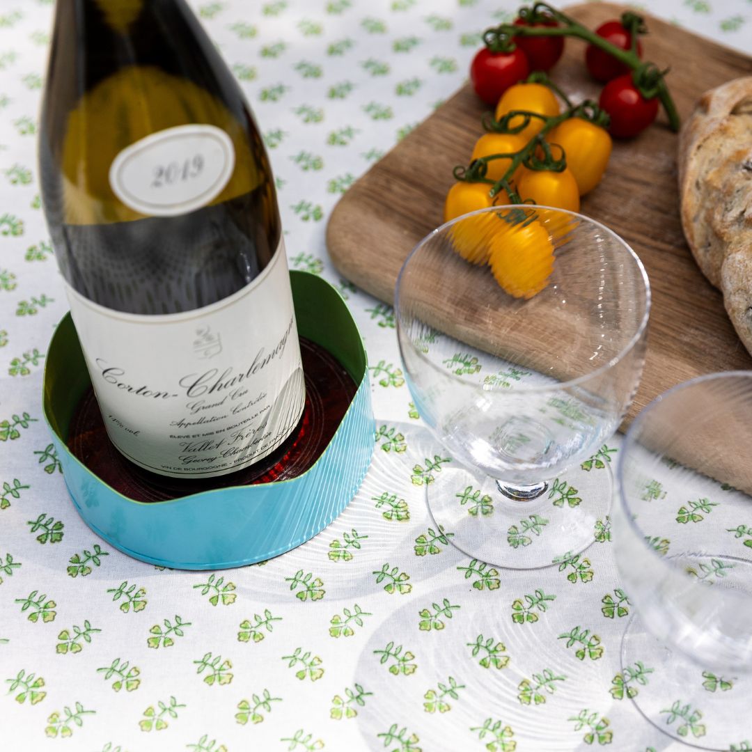 Toleware Wine Coaster - Sky Blue & Light Green