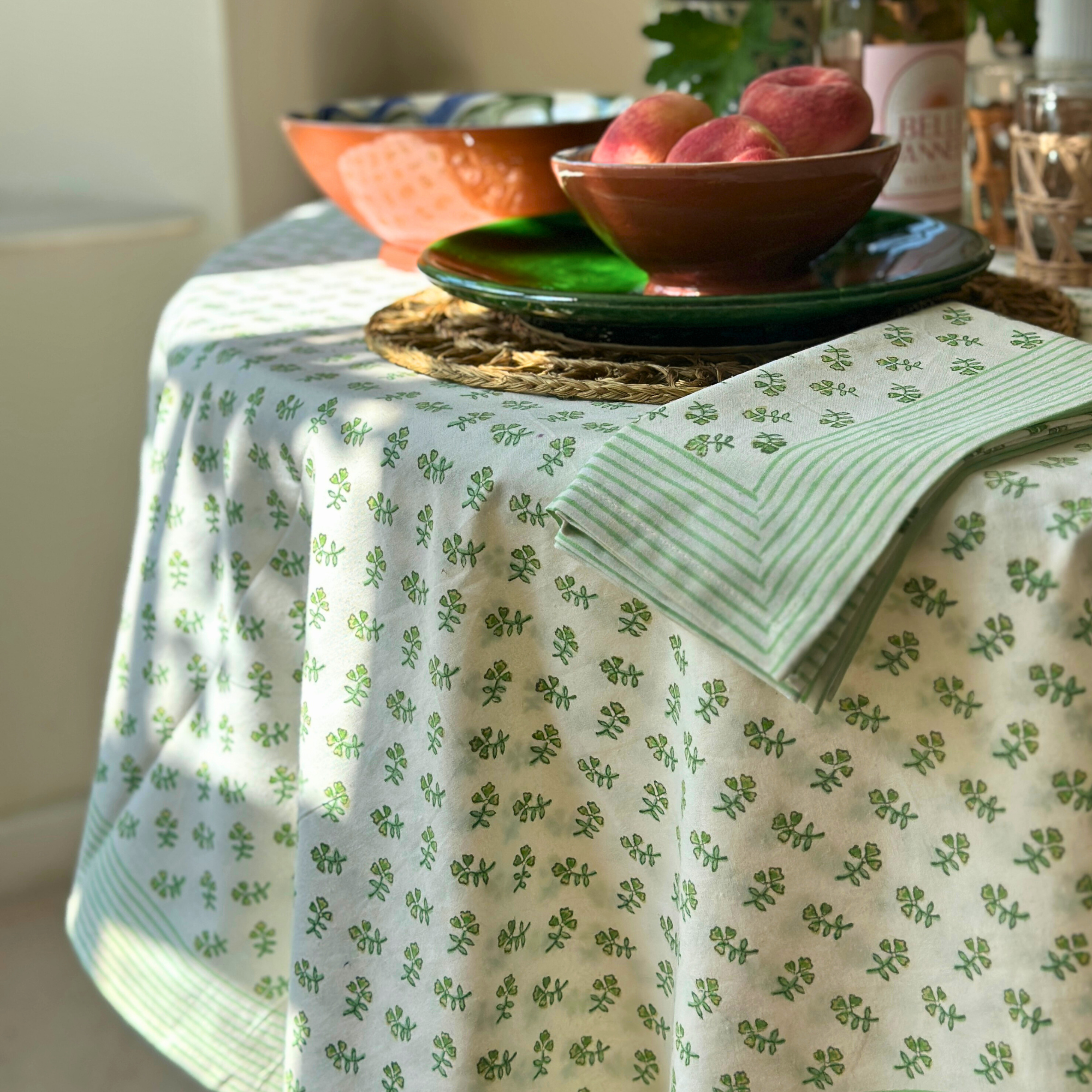Green Ditsy Tablecloth