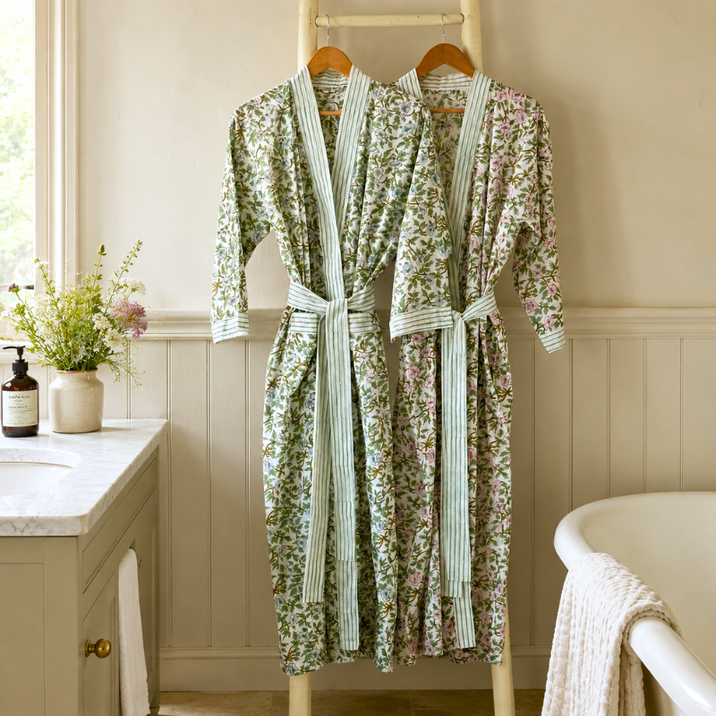 Blue and Green Floral Kimono
