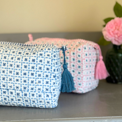 Blue Criss Cross Wash Bag