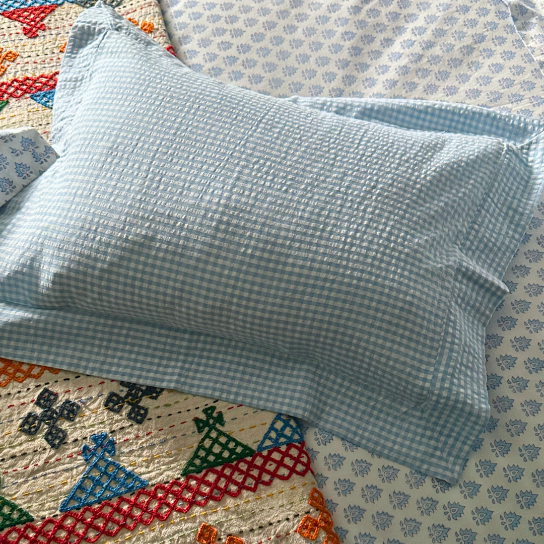 Blue Gingham Oxford Baby Boudoir Pillowcase