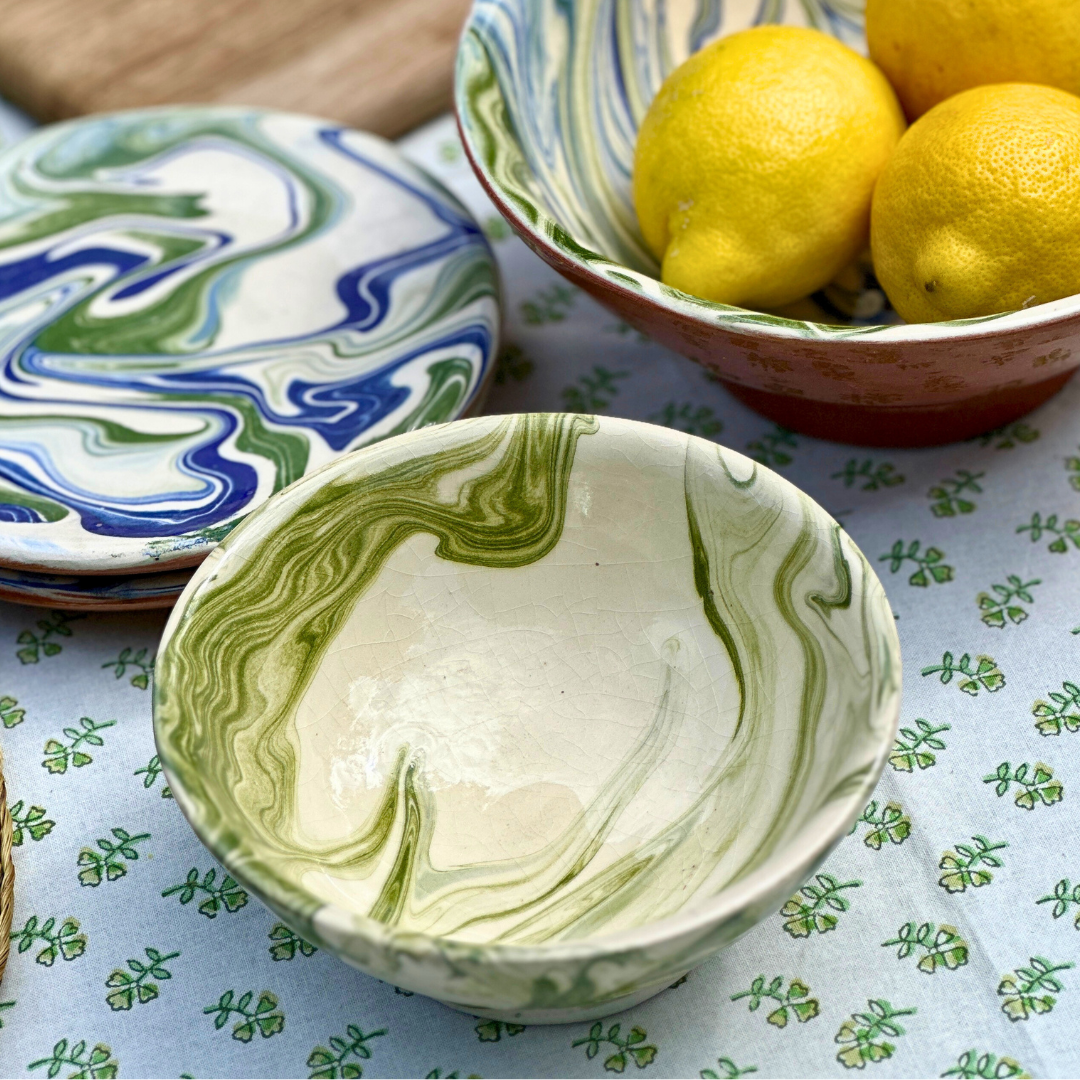 Small Green Marbled Bowl
