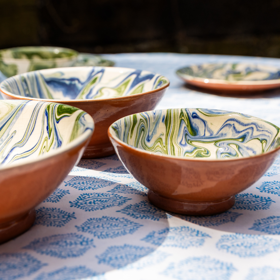 Small Blue and Green Marbled Bowl