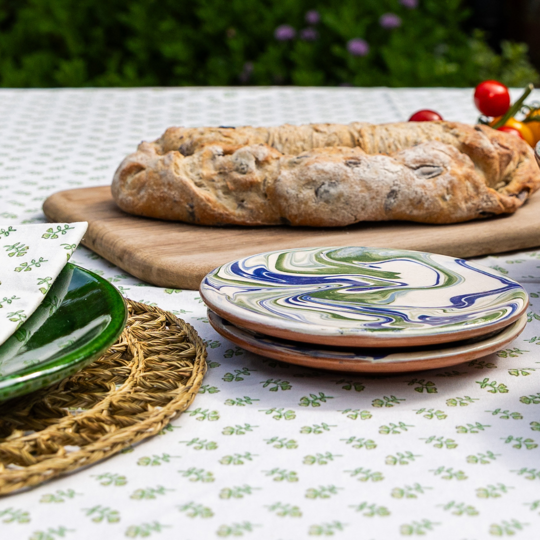 Medium Blue and Green Marbled Plate