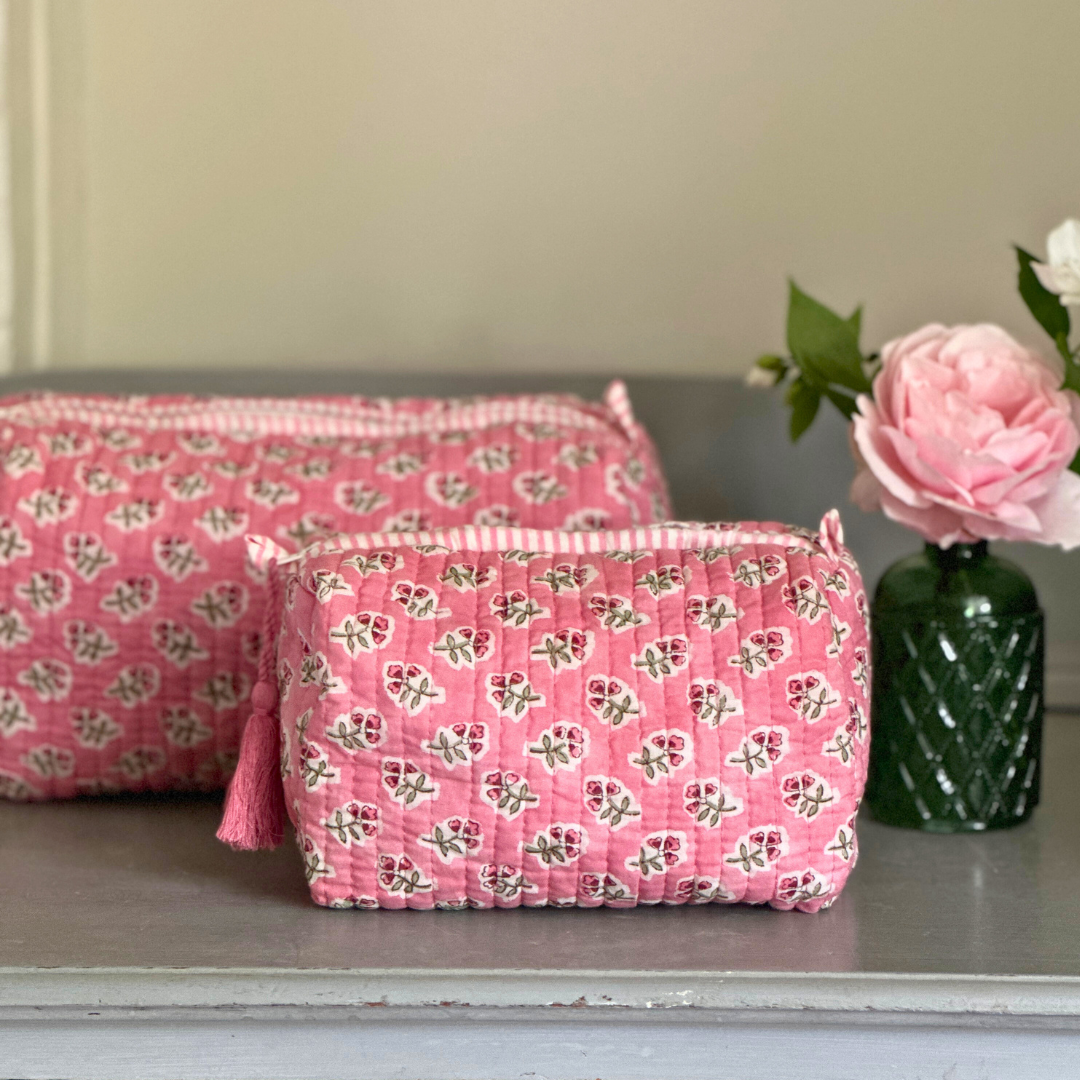Rose Pink Ditsy Wash Bag