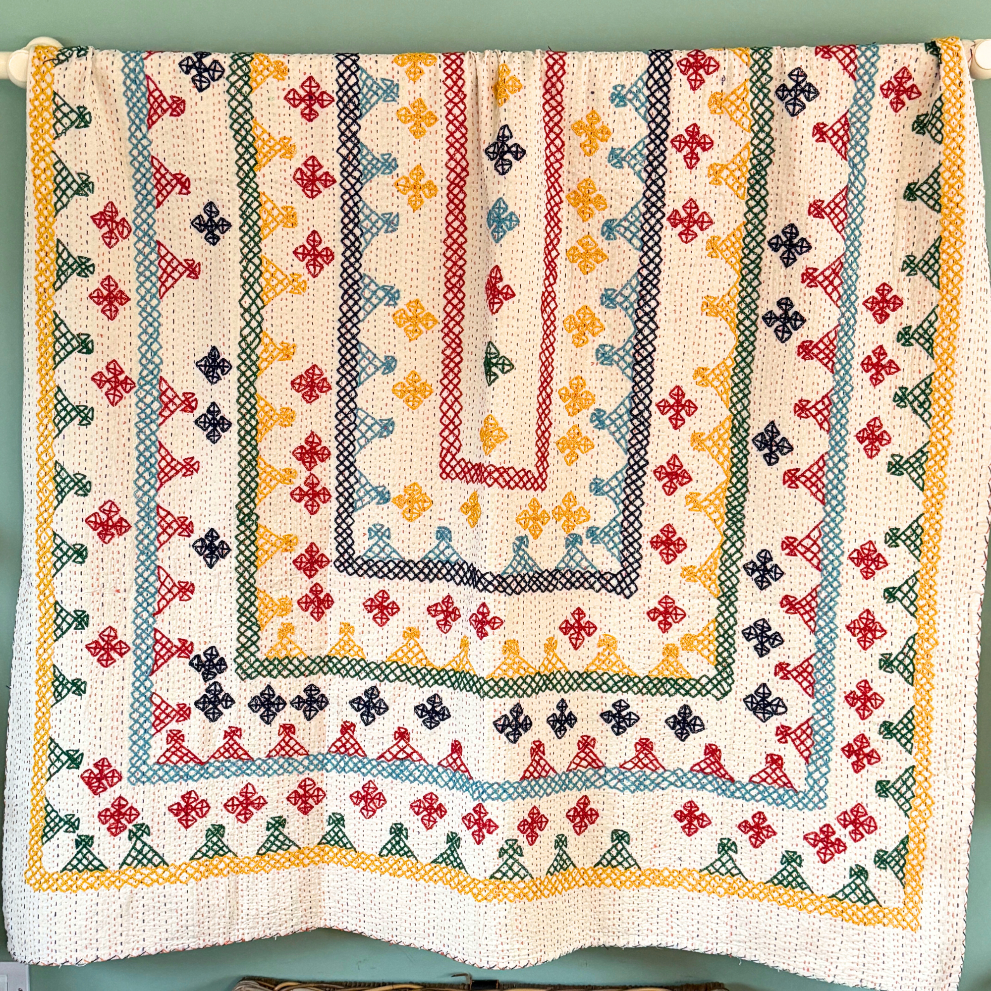 SINGLE KANTHA  - YELLOW, GREEN, RED, TEAL, NAVY