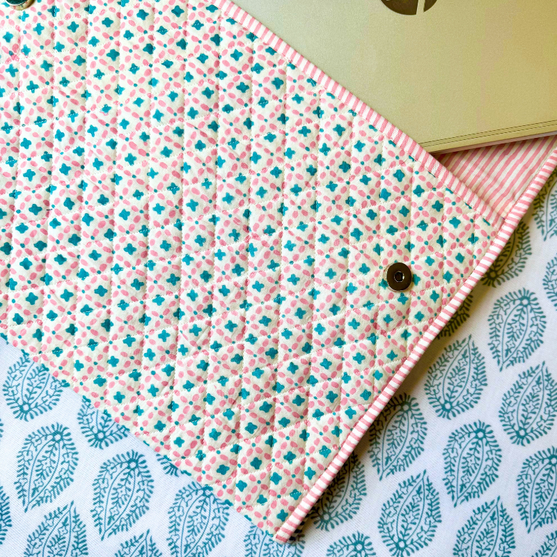 Pink and Teal Criss Cross Laptop Case