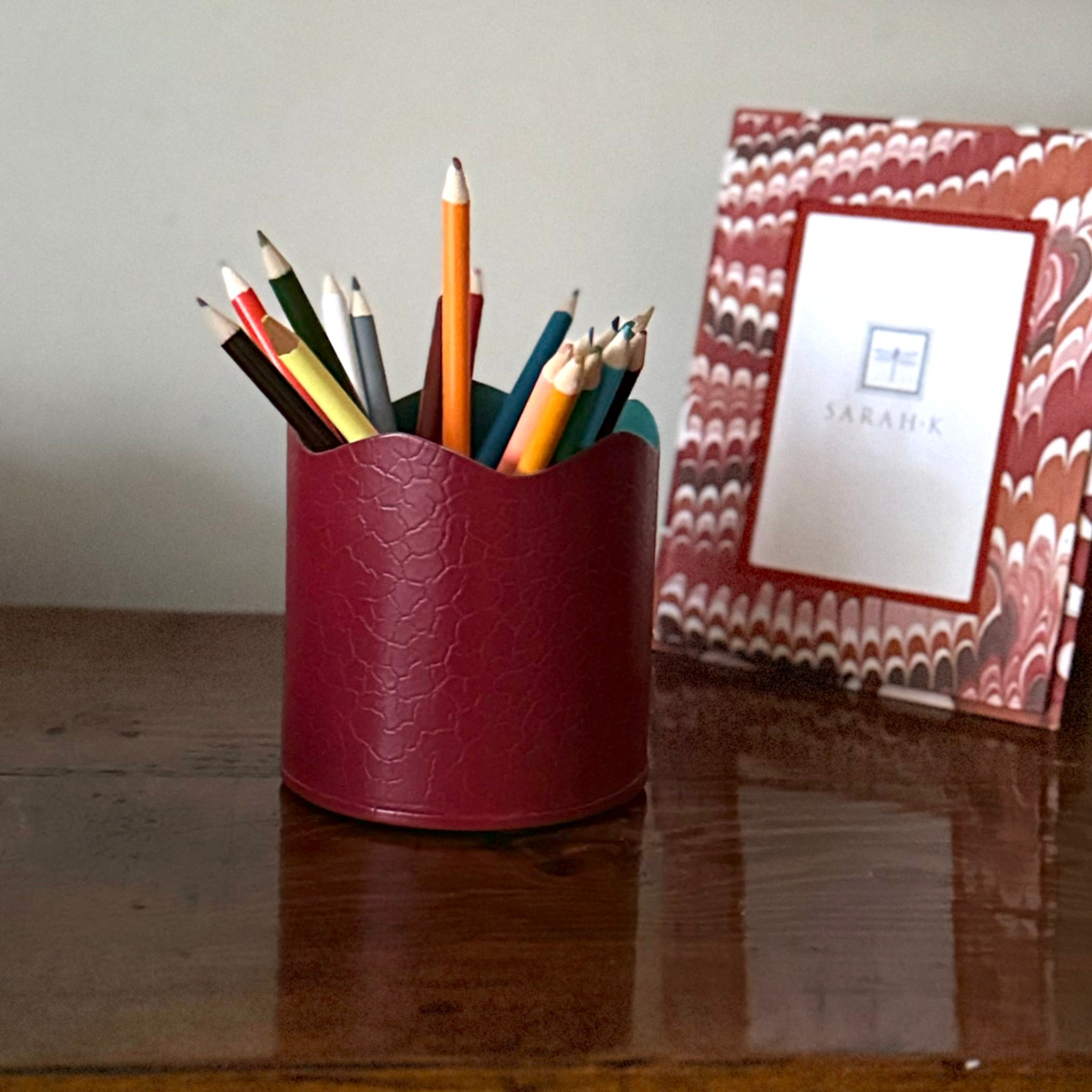 Toleware Pen Pot - Chilli and Teal