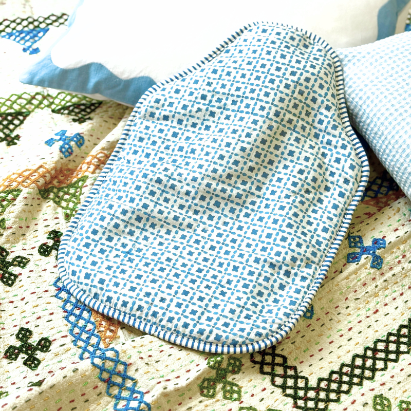 Blue Criss Cross Hot Water Bottle Cover