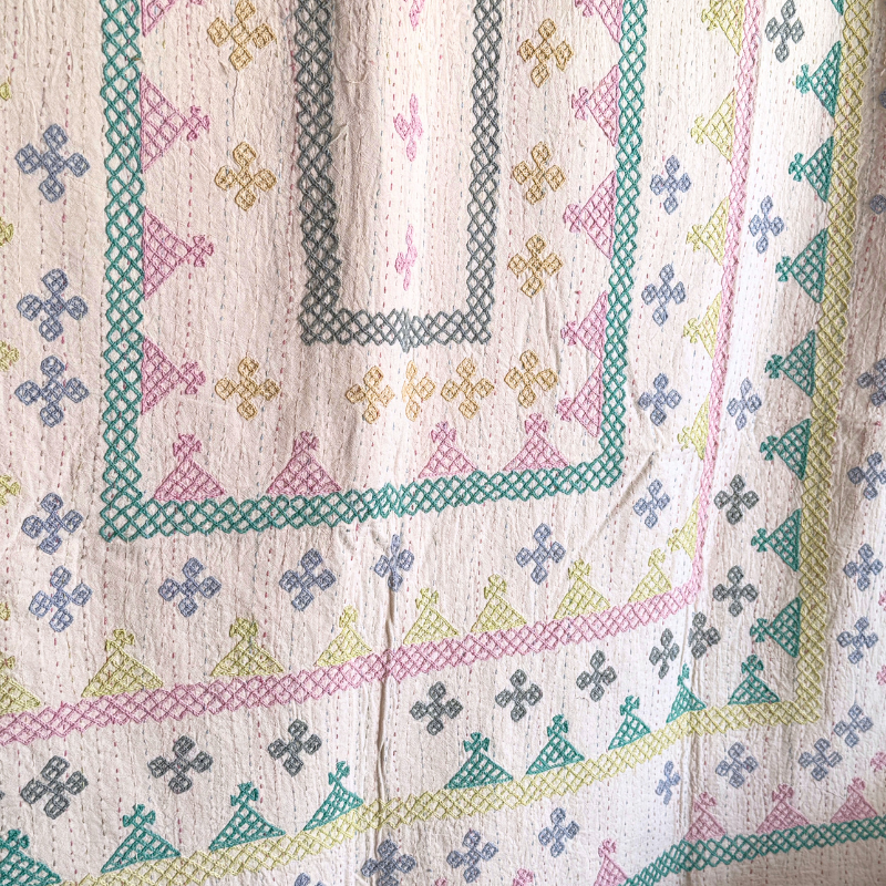 SINGLE KANTHA  - MINT GREEN, PINK, LILAC, LIME, GREY