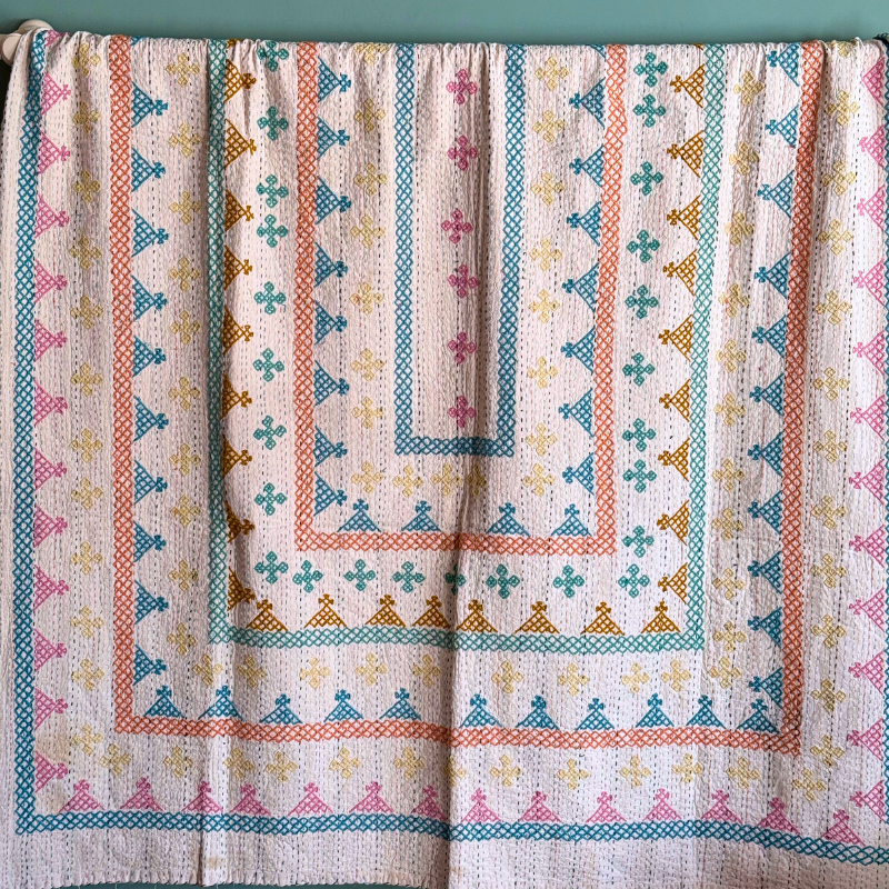 SINGLE KANTHA  - TEAL, PINK, YELLOW, CORAL, MUSTARD