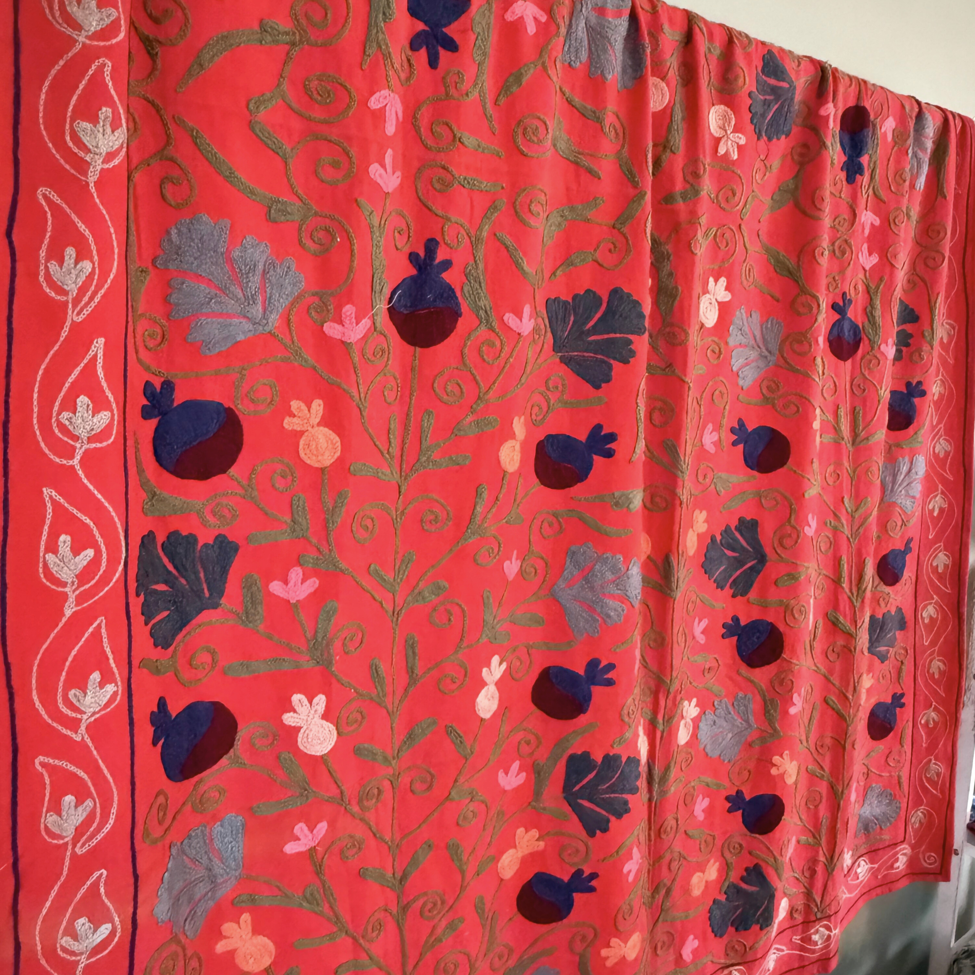 Large Coloured Suzani - Red, Navy, Green, Claret